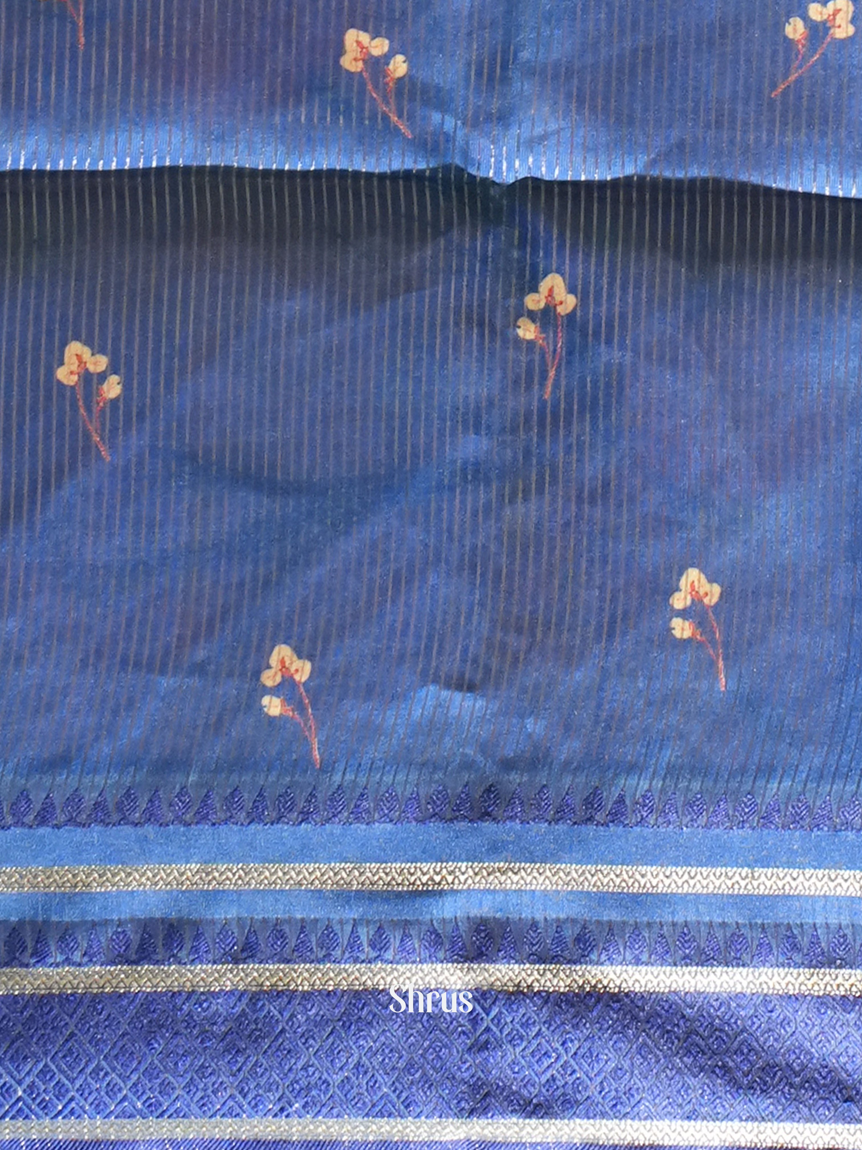 Pink & Blue -Semi Dupion Saree - Shop on ShrusEternity.com