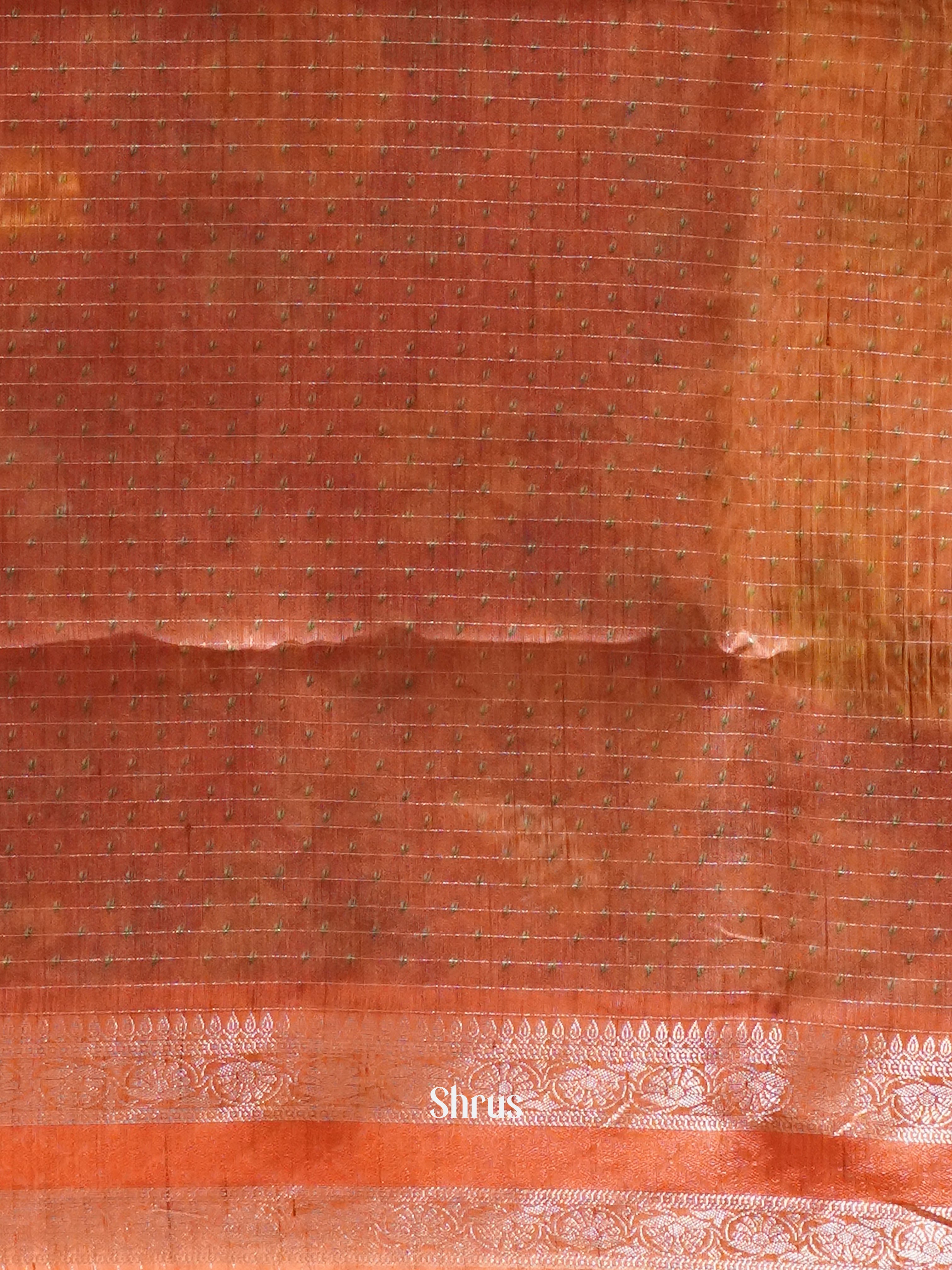 Brown & Red - Semi Jute Saree - Shop on ShrusEternity.com