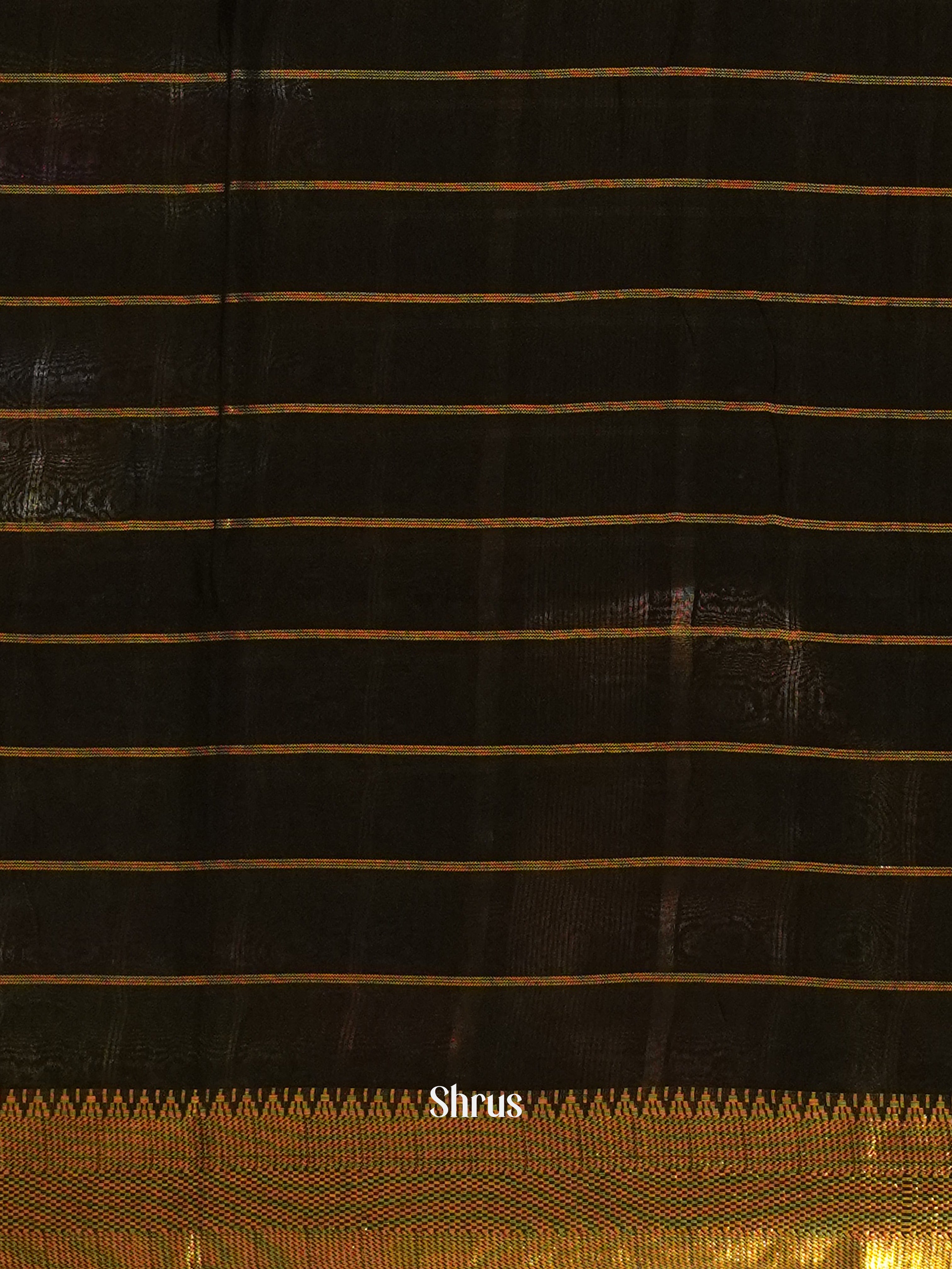 Black (Single Tone)- Semi Tussar Saree - Shop on ShrusEternity.com