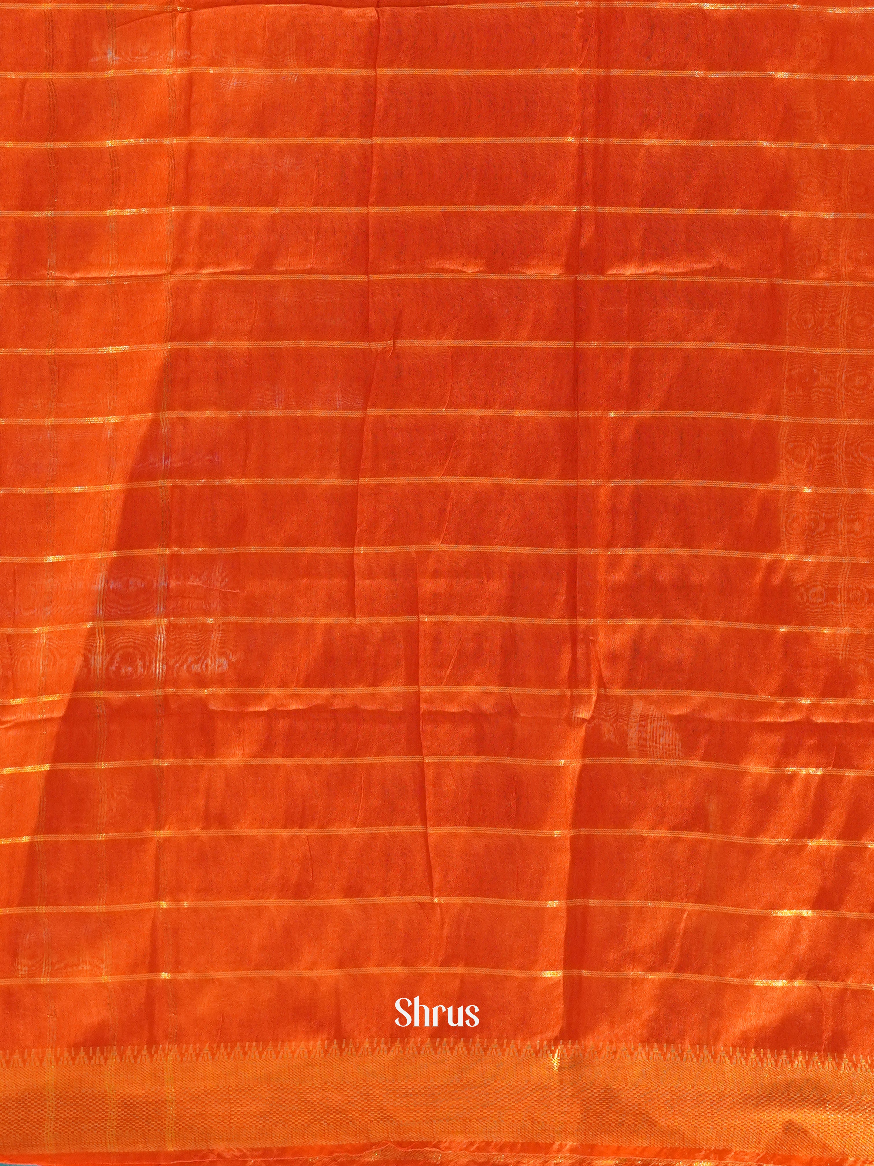 Orange (Single Tone) - Semi Tussar Saree - Shop on ShrusEternity.com