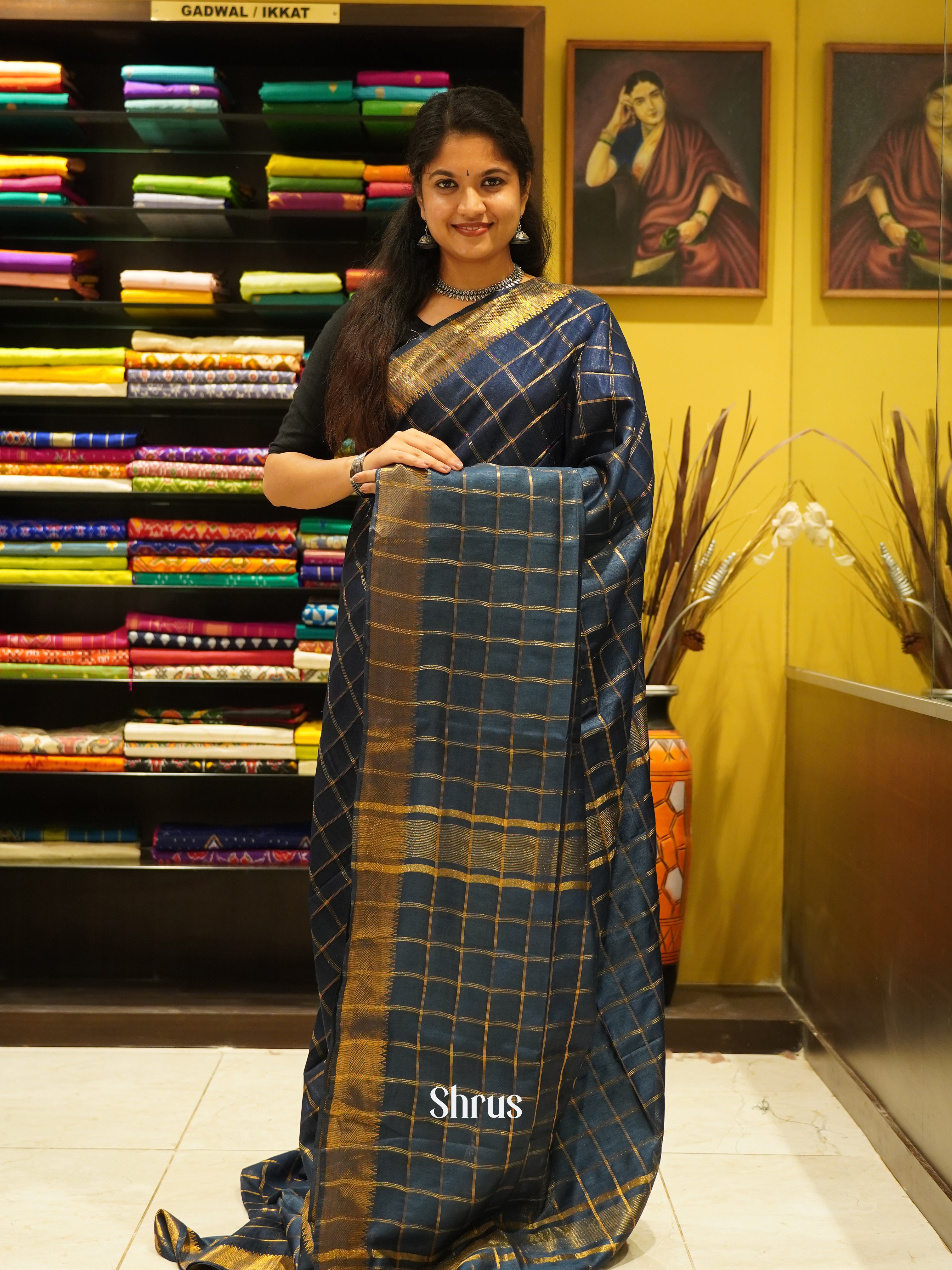 Blue(Single Tone) - Semi Tussar Saree - Shop on ShrusEternity.com