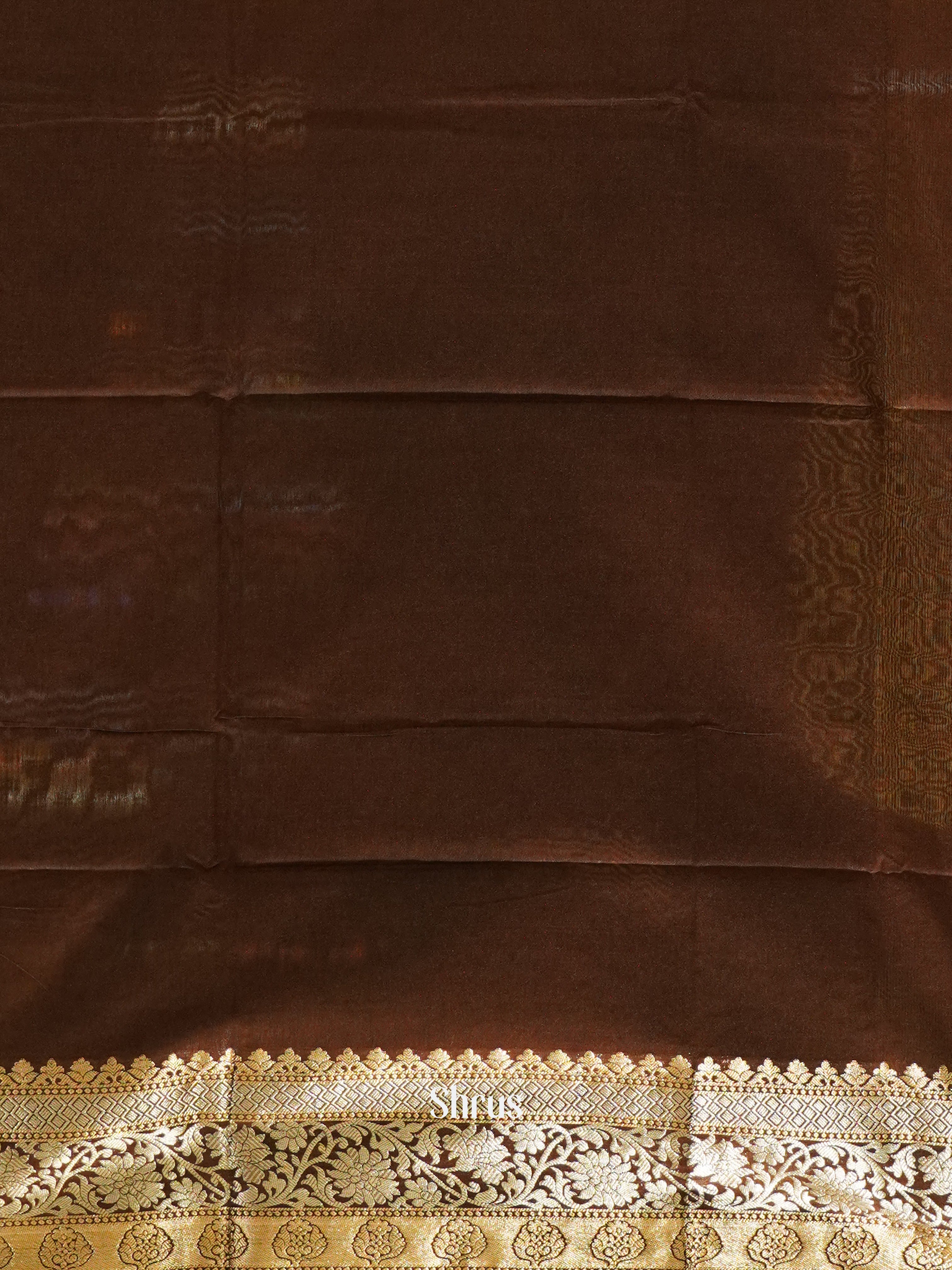 Brown(Single Tone) - Semi Tussar Saree - Shop on ShrusEternity.com