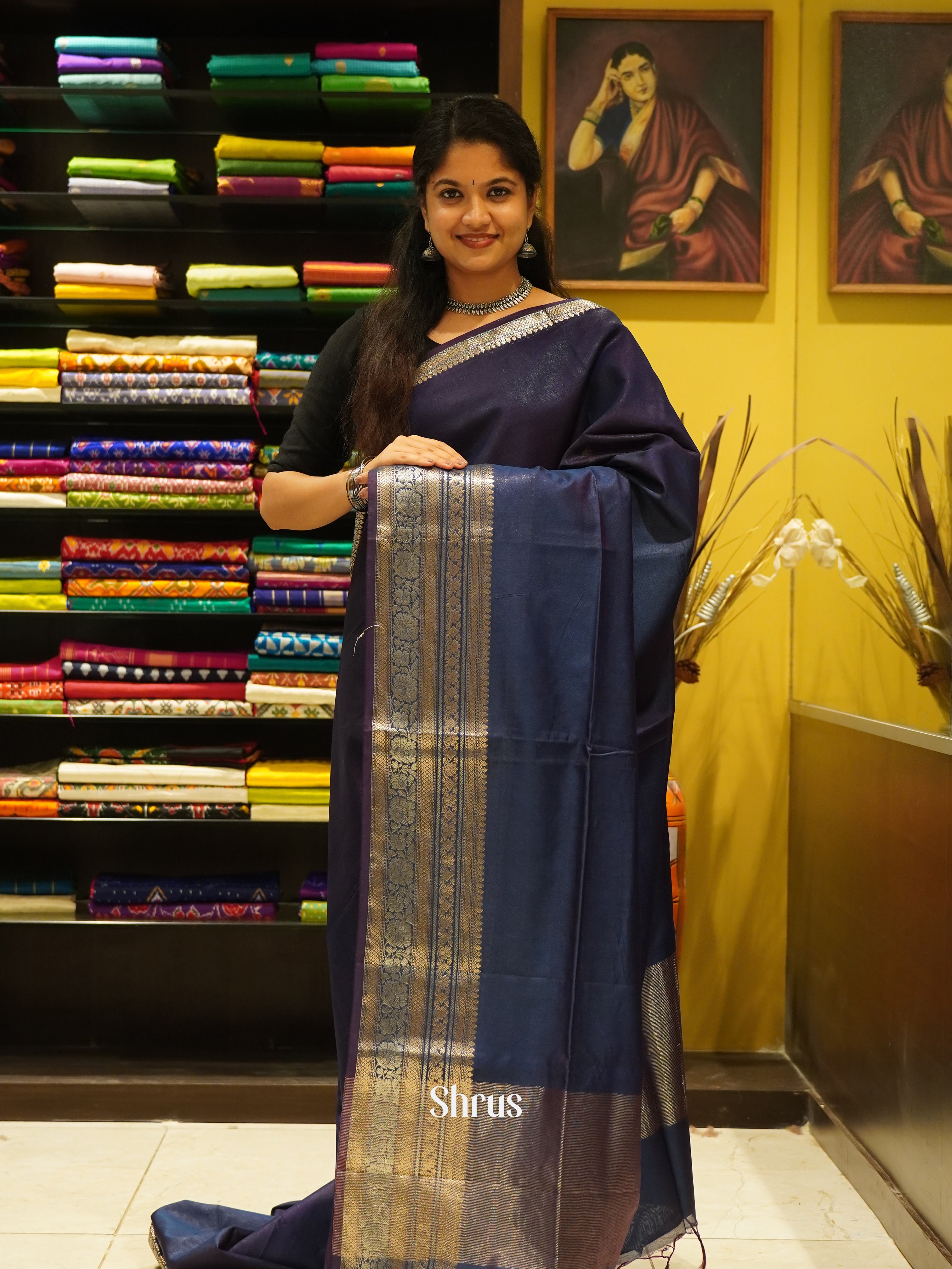 Violet(Single Tone) - Semi Tussar Saree - Shop on ShrusEternity.com