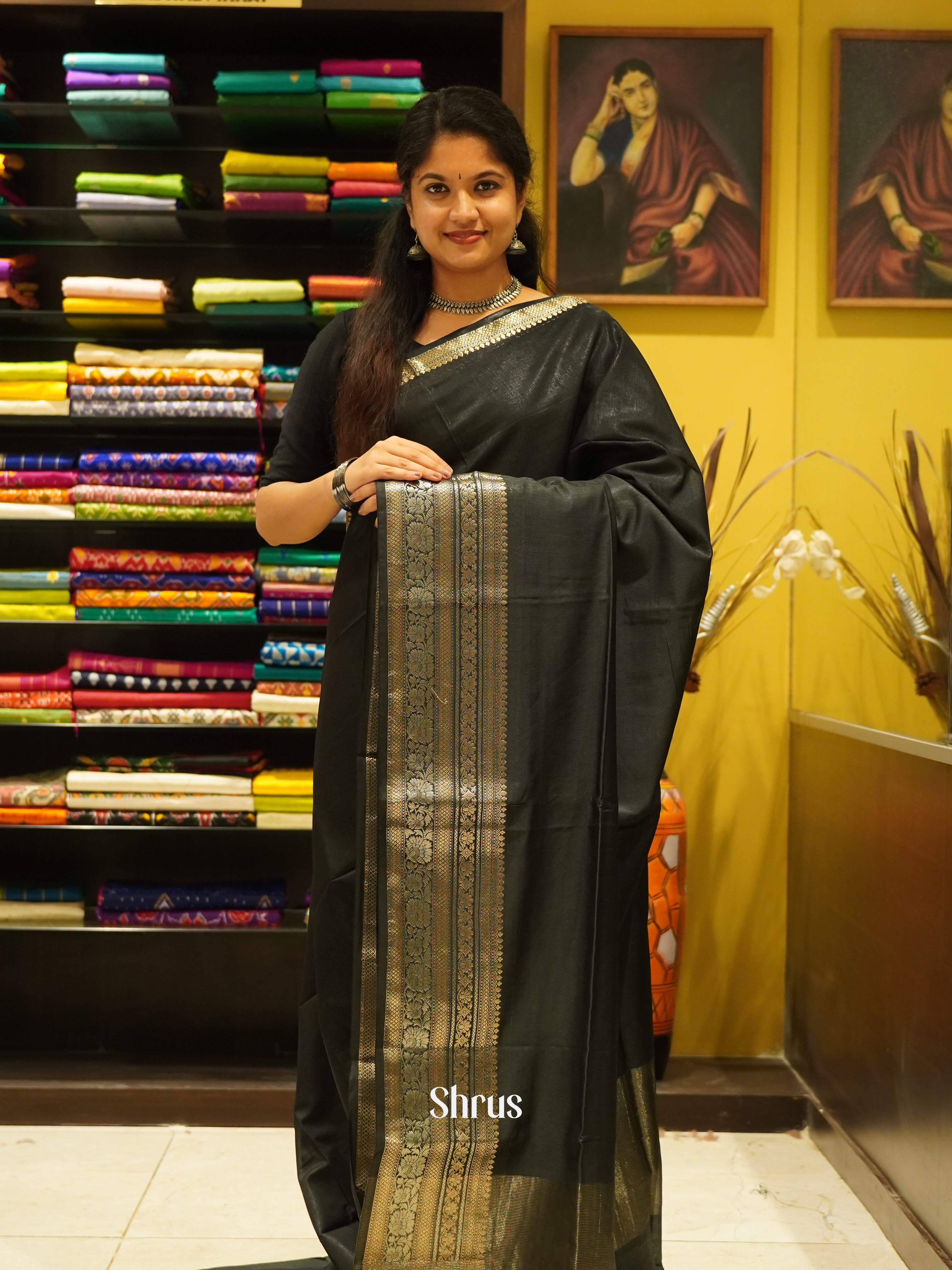 Green(Single Tone) - Semi Tussar Saree - Shop on ShrusEternity.com