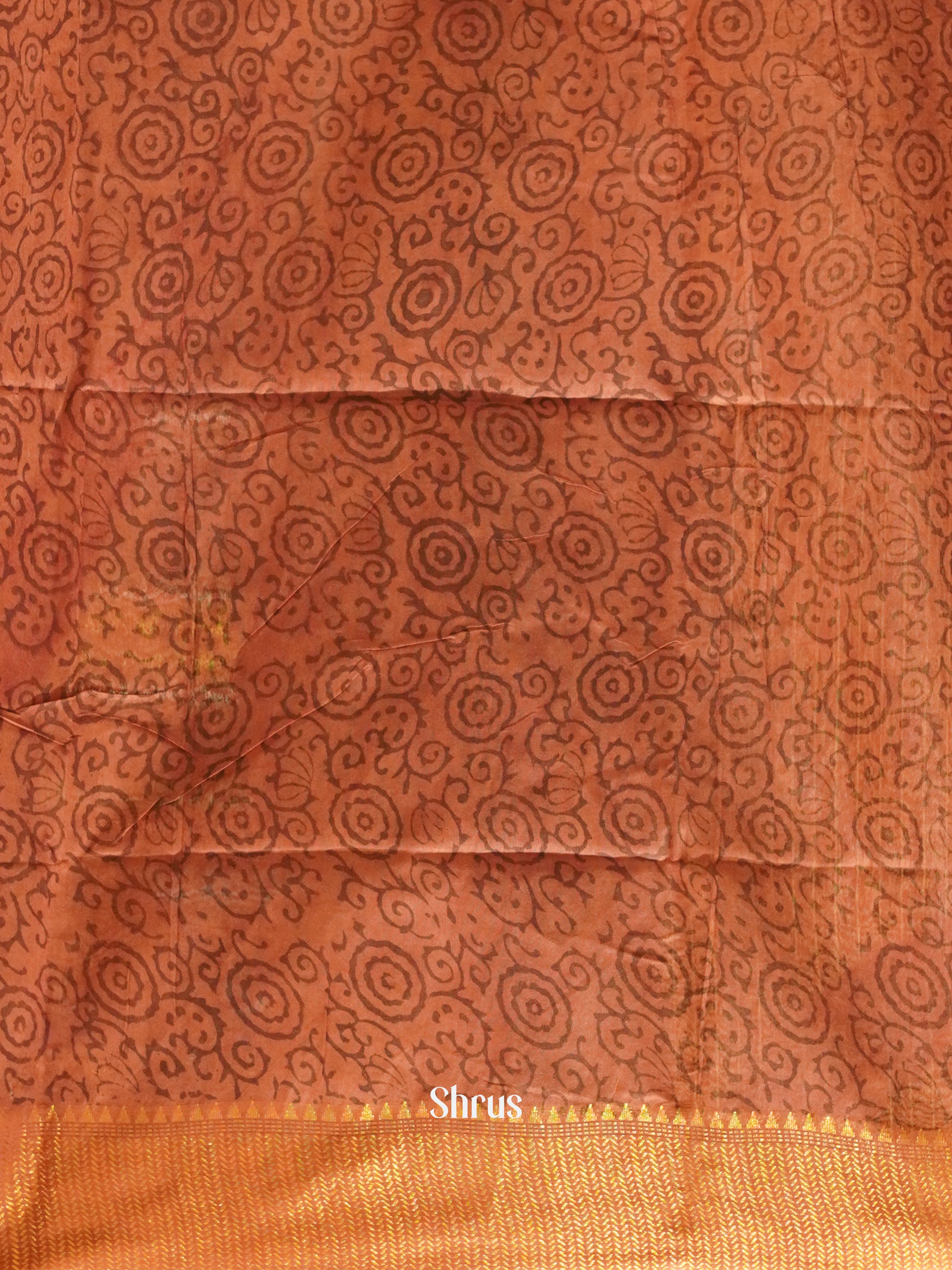 Peachish Pink(Single Tone)-Semi Chanderi - Shop on ShrusEternity.com