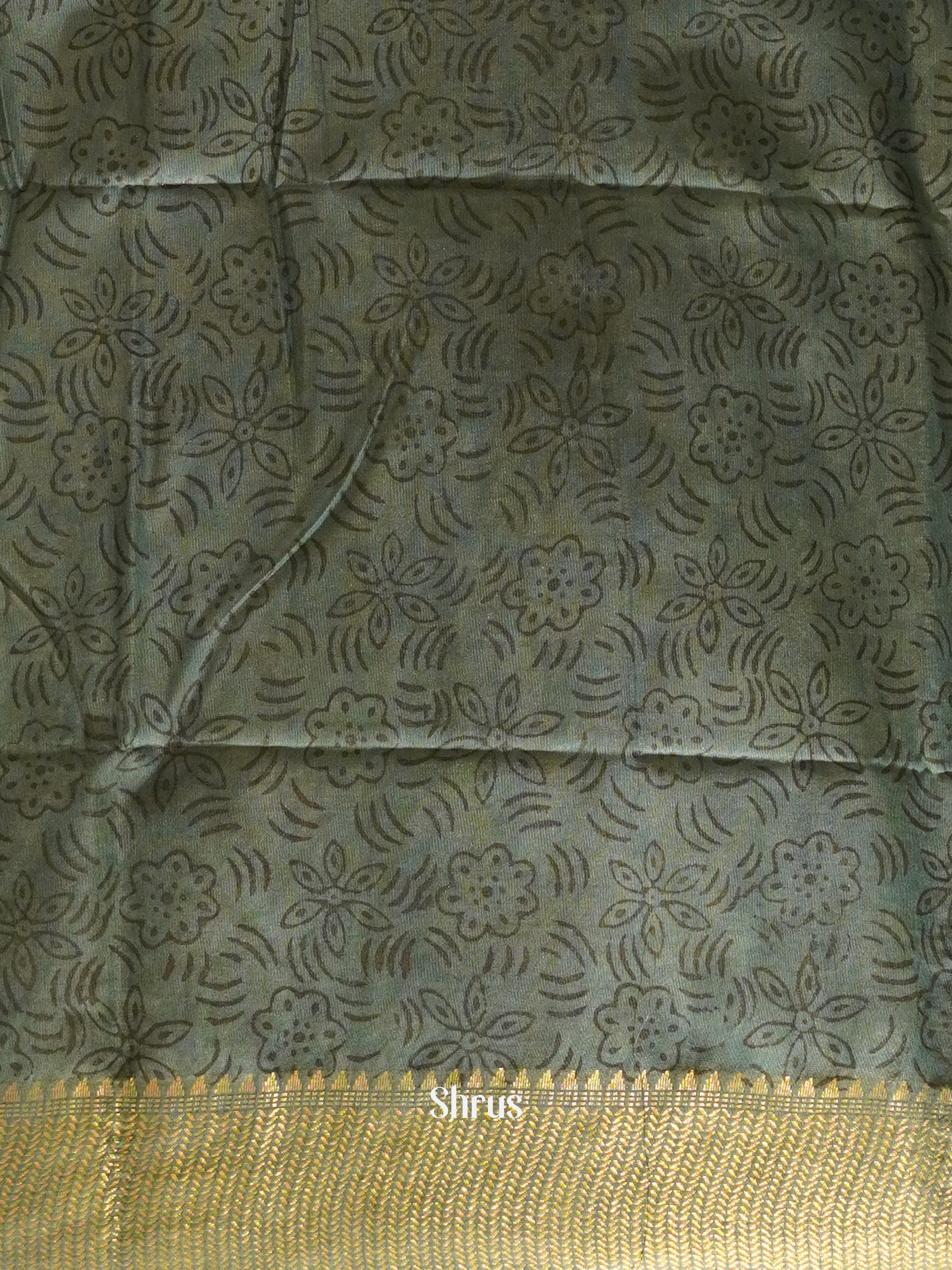 Grey - Semi Chanderi Saree - Shop on ShrusEternity.com