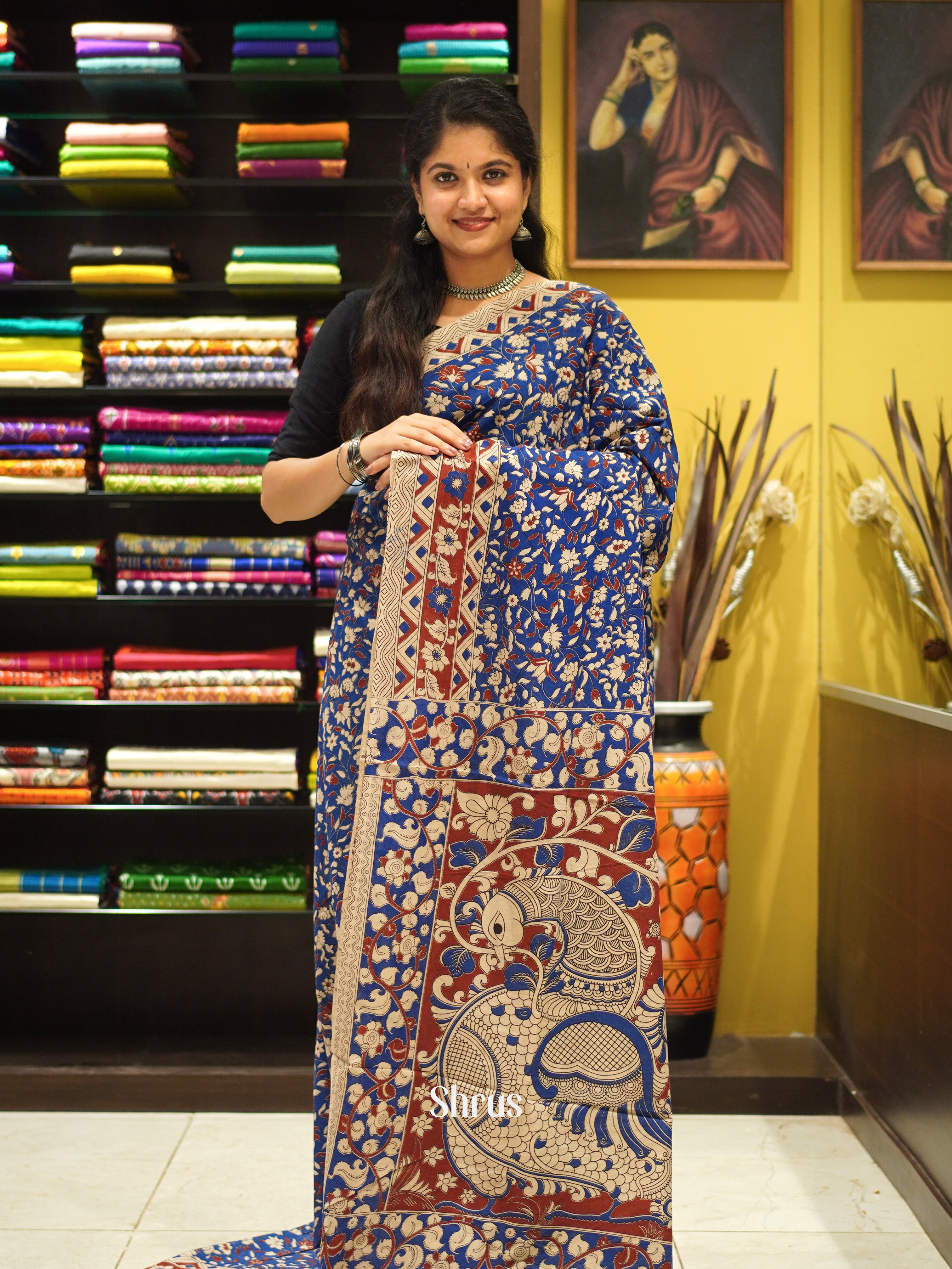 CES04114 - Kalamkari cotton Saree - Shop on ShrusEternity.com