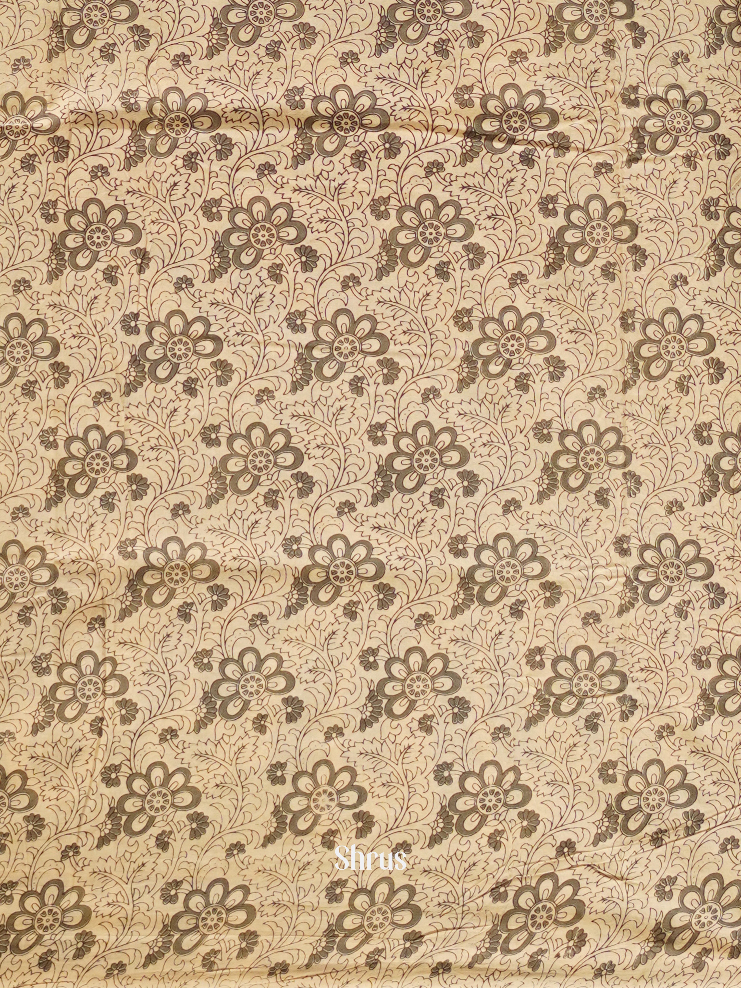 Blue & Beige - kalamkari-cotton Saree - Shop on ShrusEternity.com