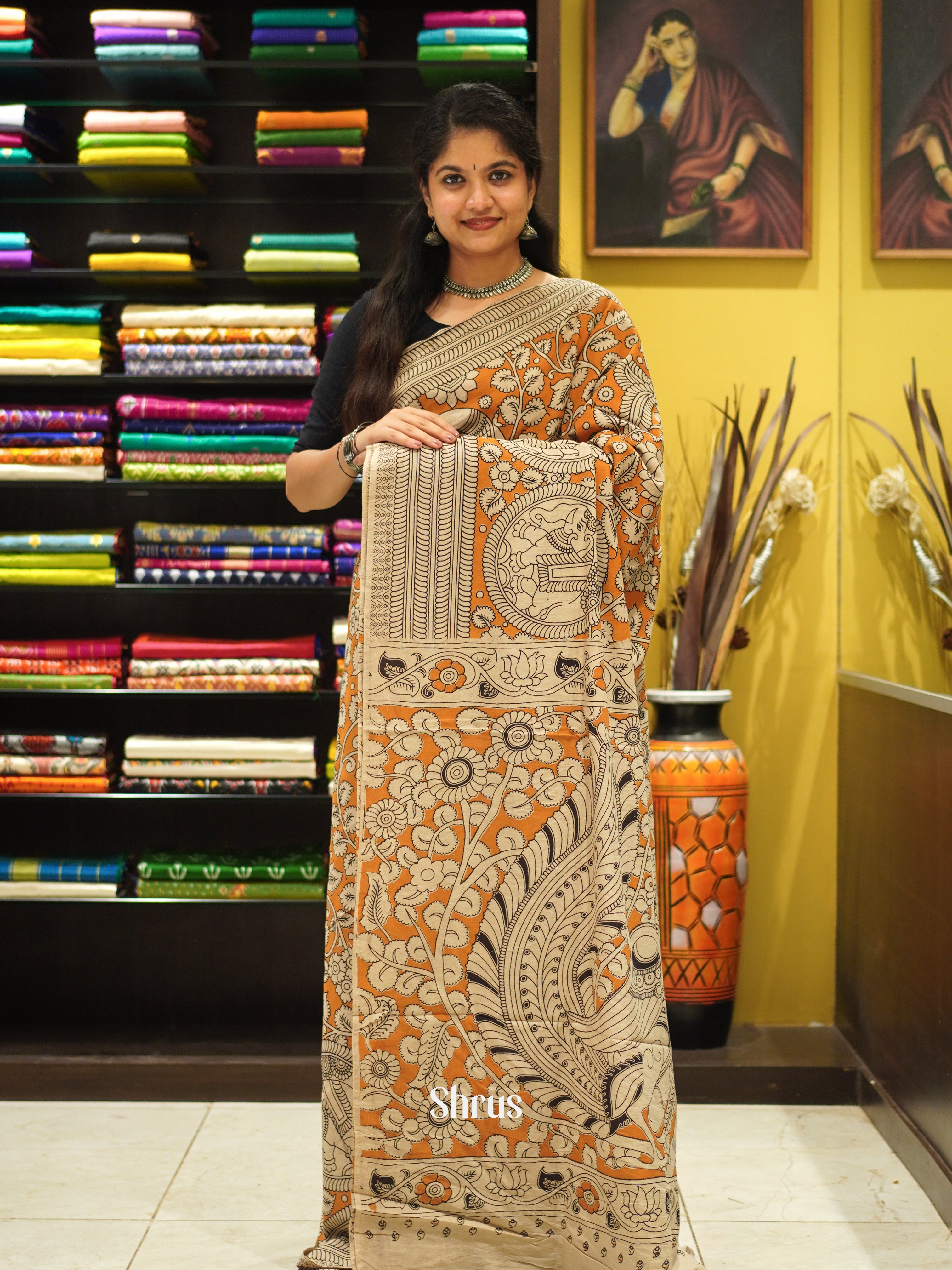 CES04140 - Kalamkari cotton Saree - Shop on ShrusEternity.com