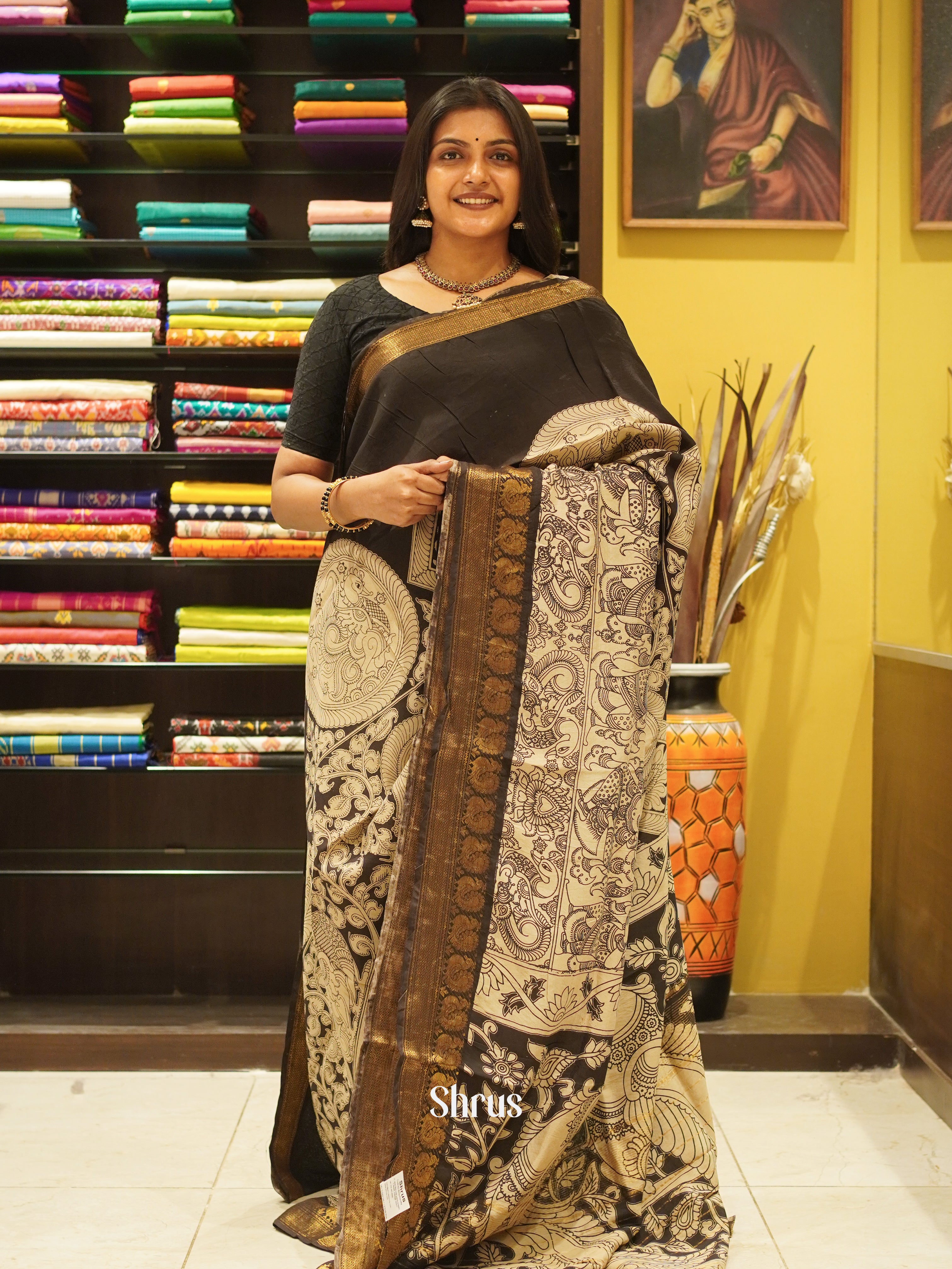 Black & Beige - Chennur-kalamkari - Shop on ShrusEternity.com