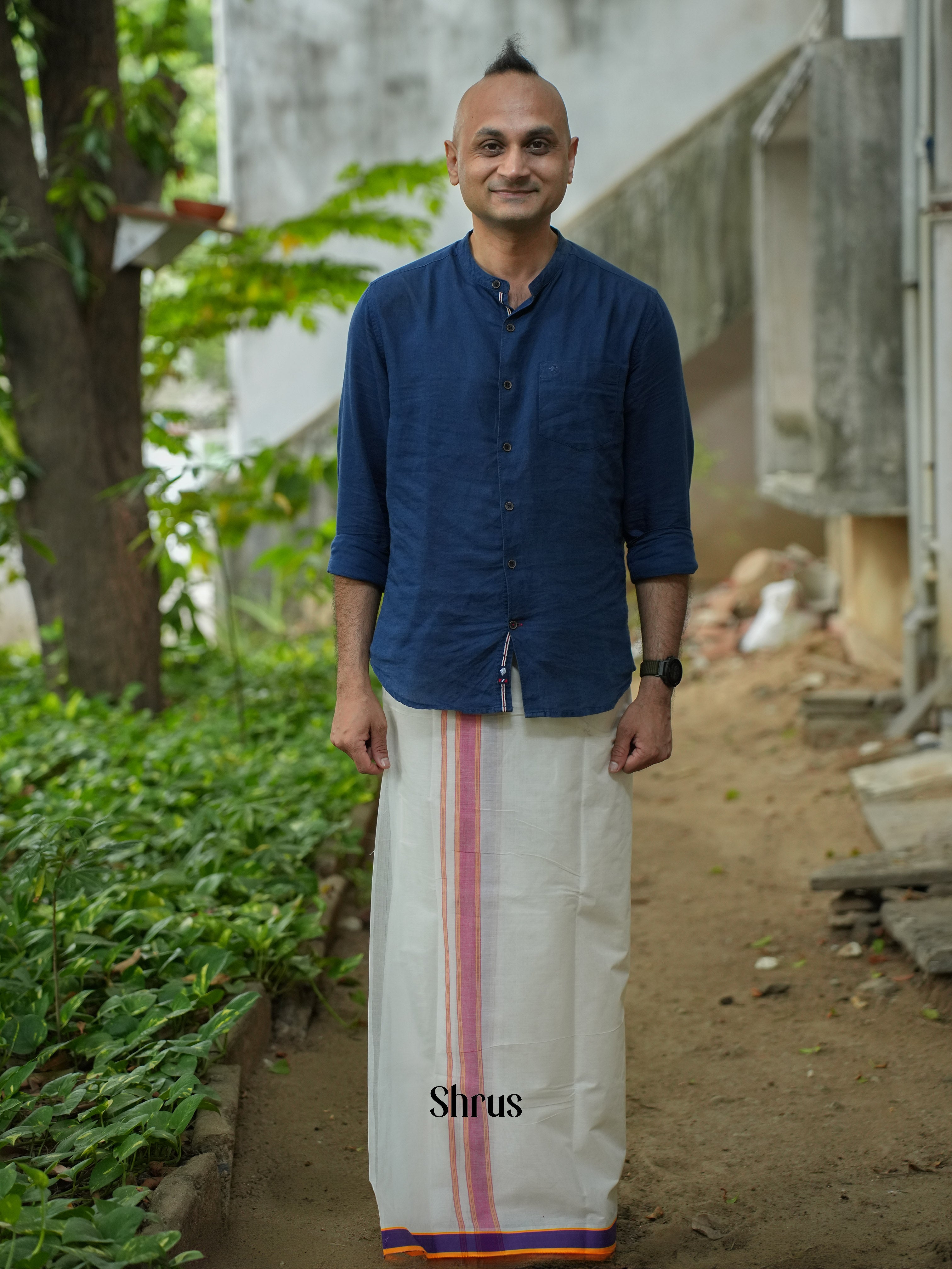 White & Maroon - Dhoti - Shop on ShrusEternity.com