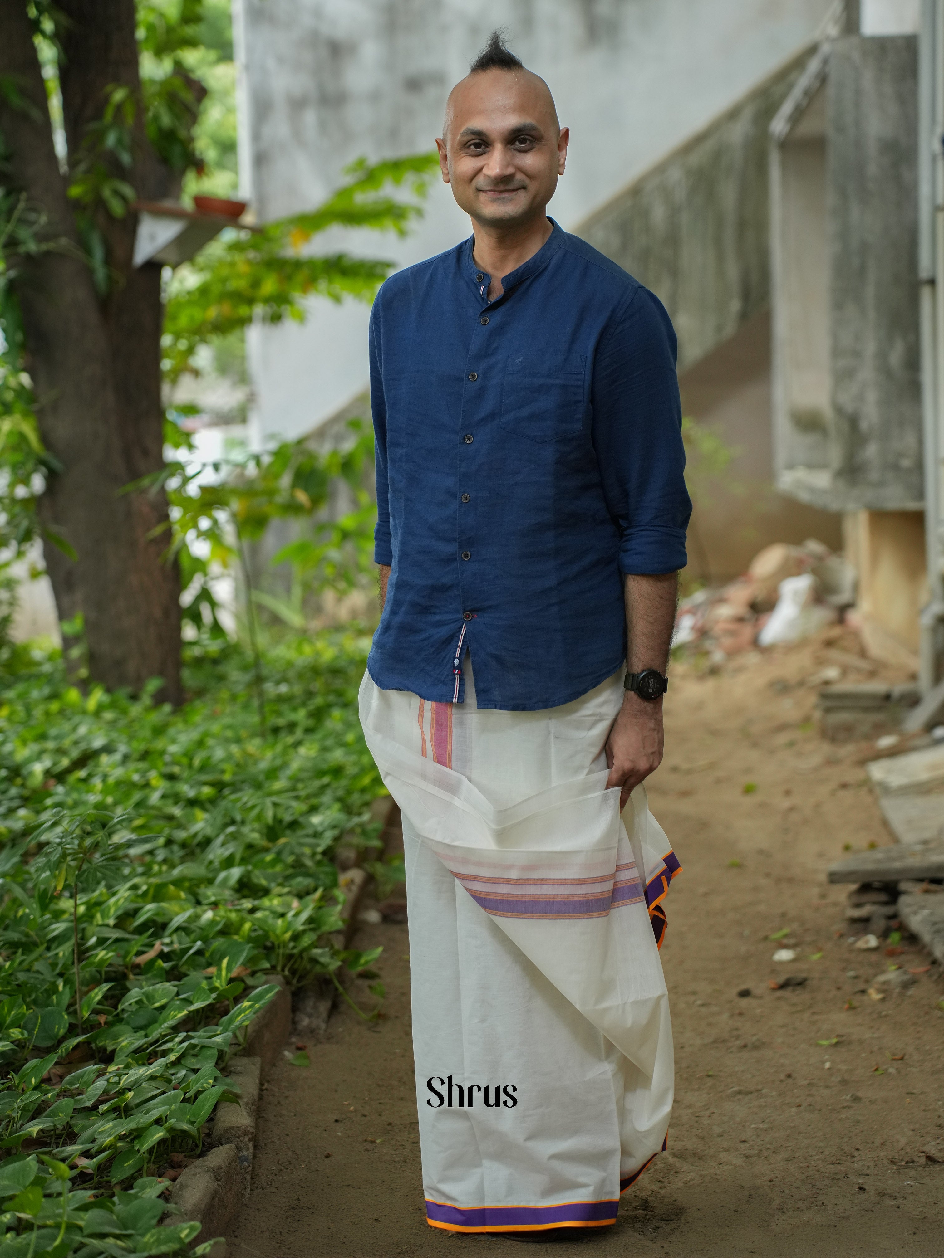 White & Maroon - Dhoti - Shop on ShrusEternity.com