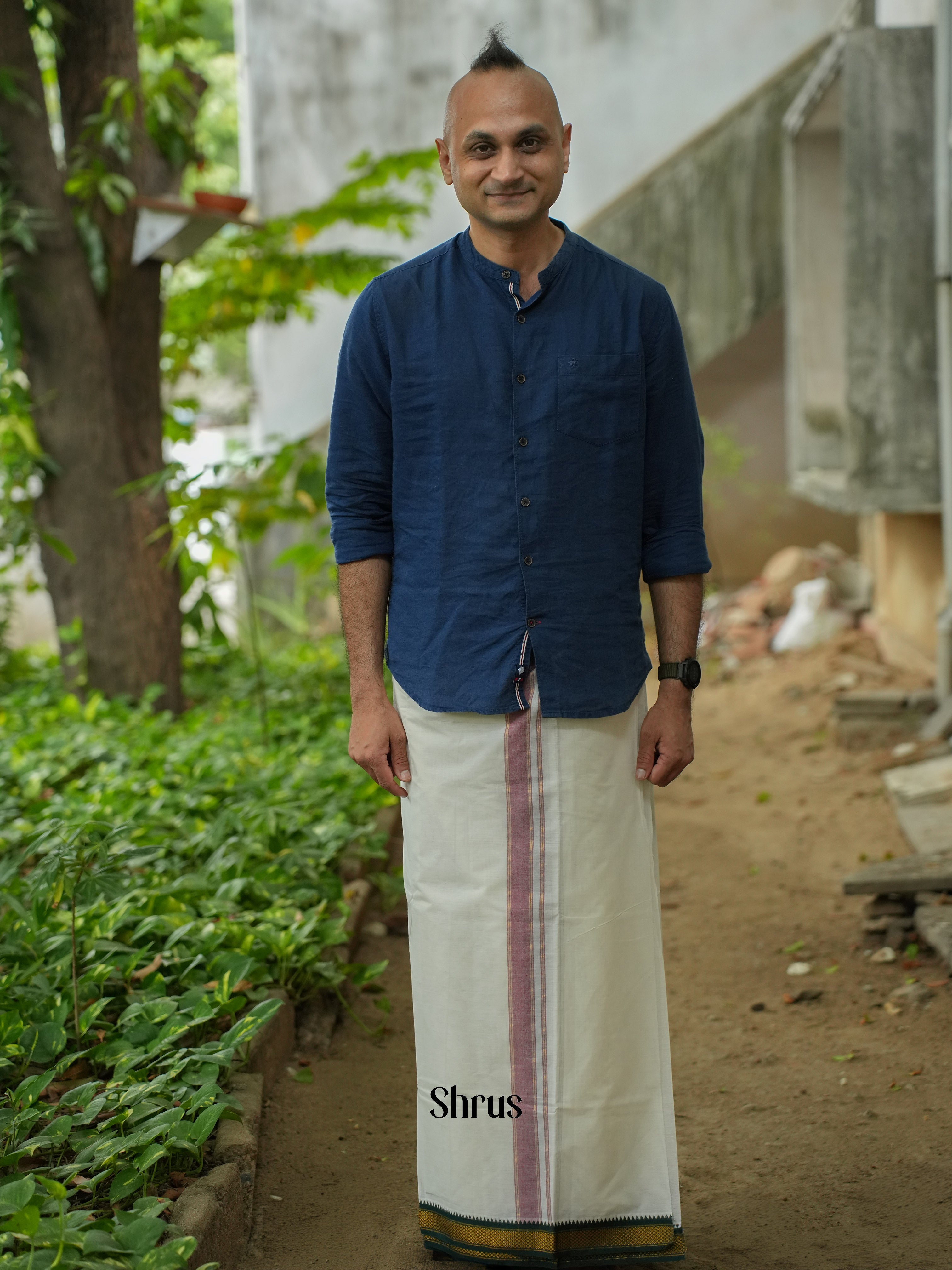 Cream & Green - Dhoti - Shop on ShrusEternity.com