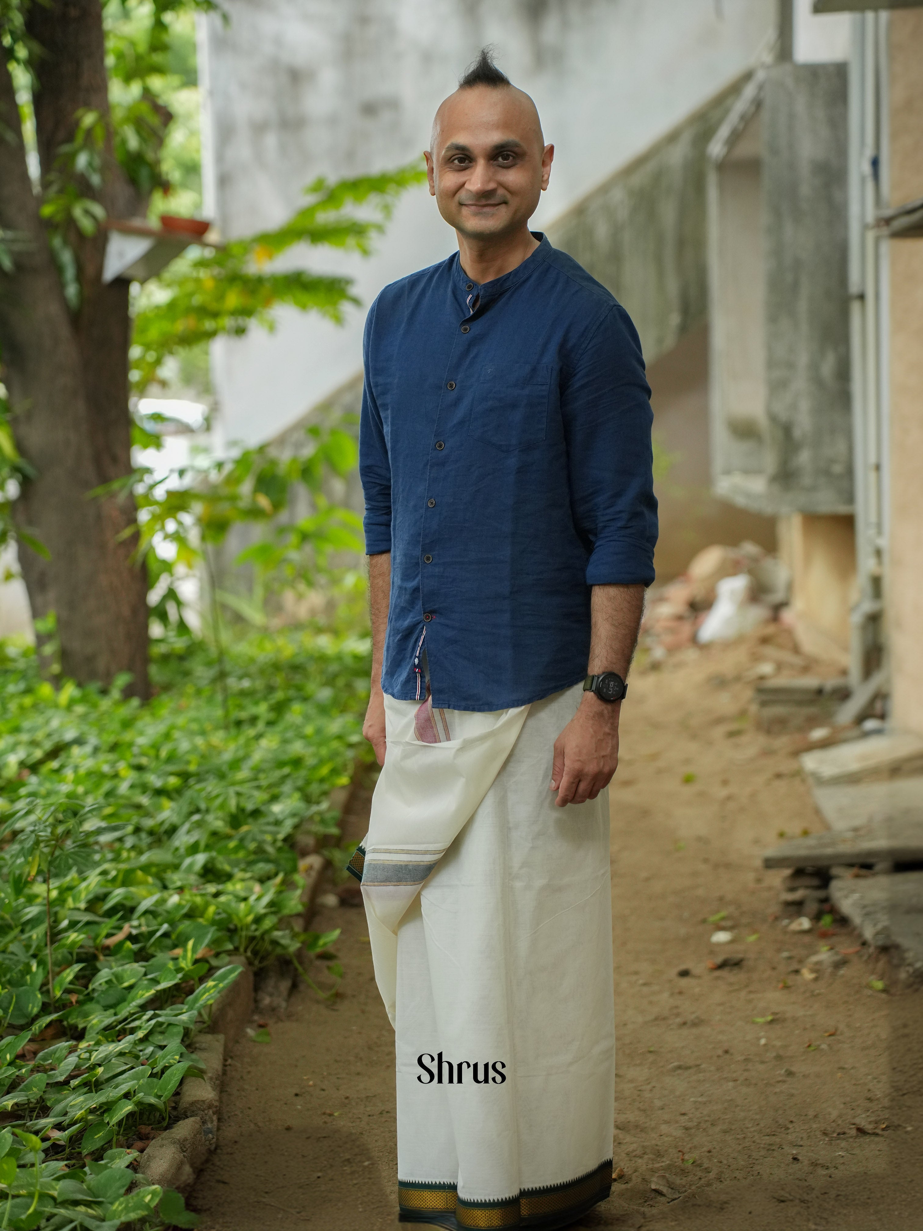 Cream & Green - Dhoti - Shop on ShrusEternity.com