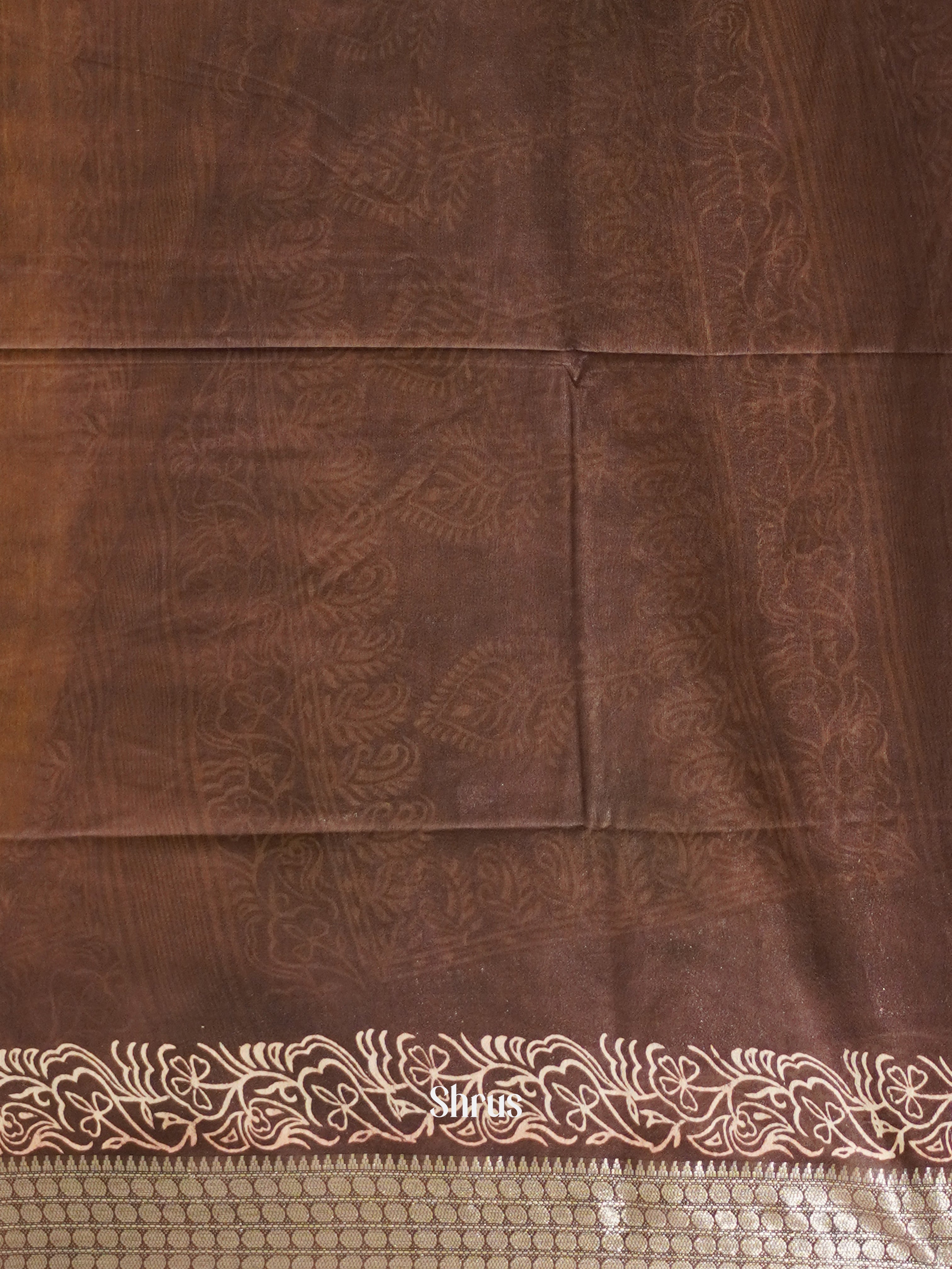 Yellow & Brown - Semi Tussar Saree - Shop on ShrusEternity.com