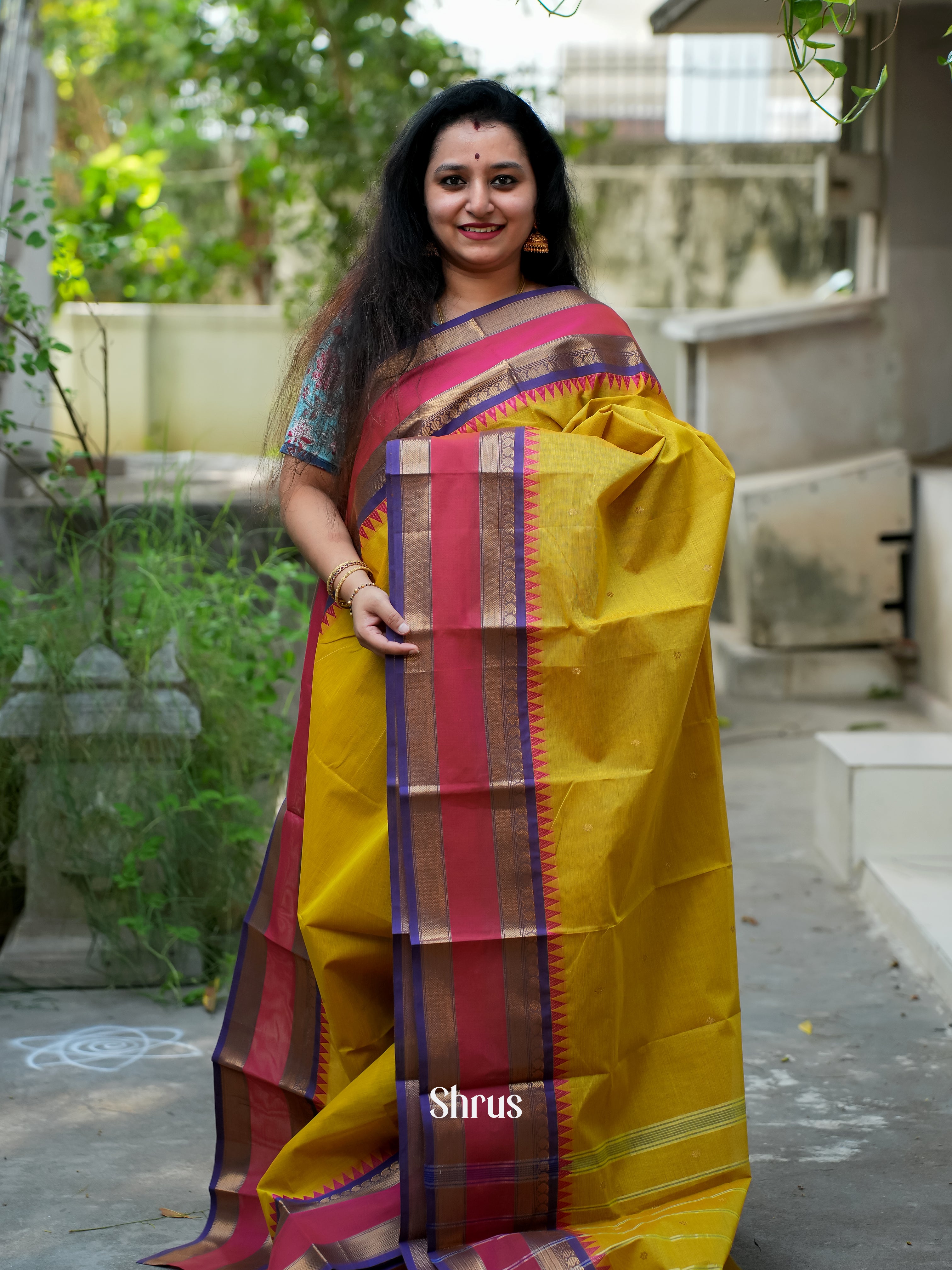 Mathulir Green & Purple - Chettinad Cotton Saree - Shop on ShrusEternity.com