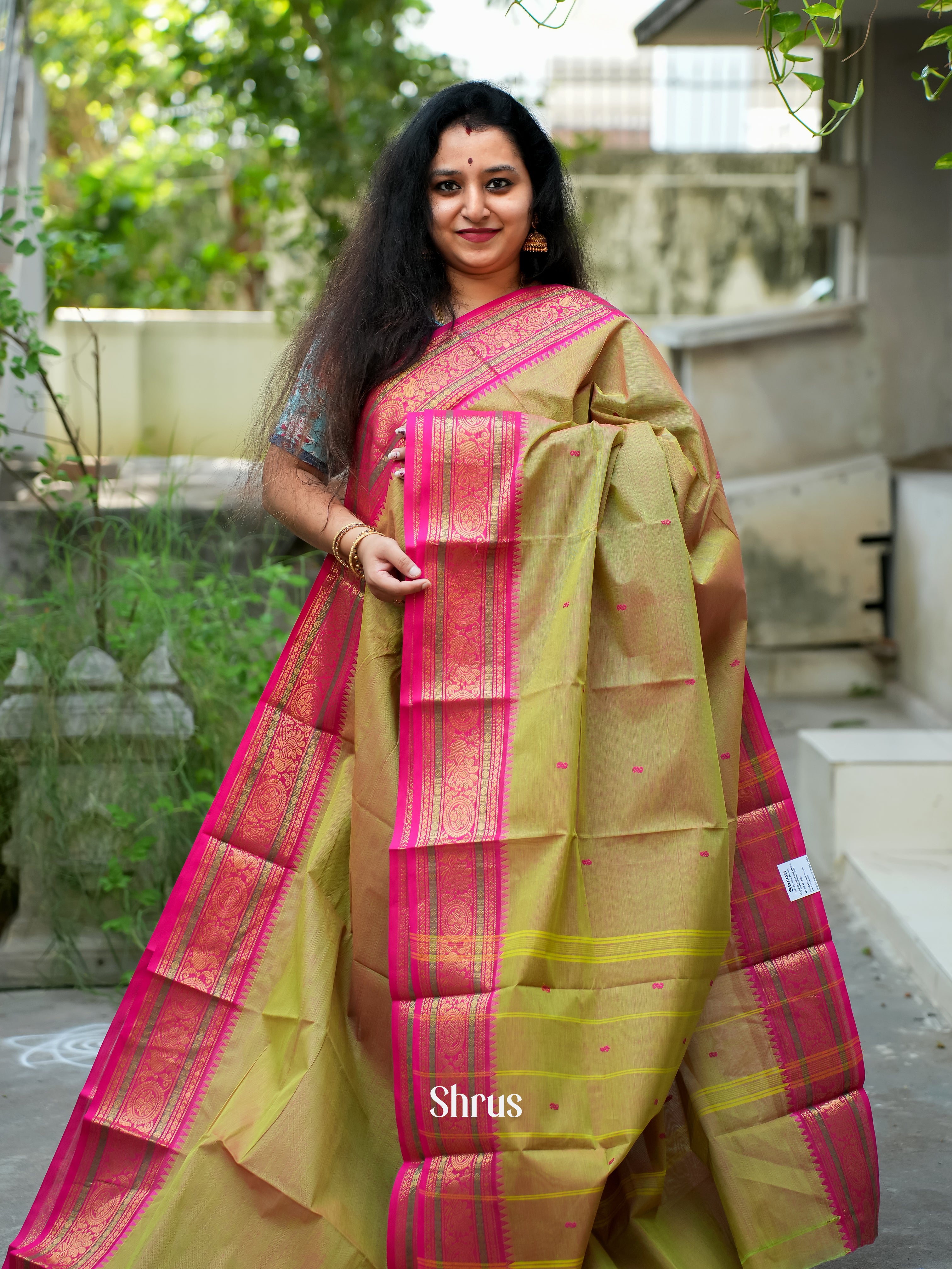 Green & Pink - Chettinad Cotton Saree - Shop on ShrusEternity.com