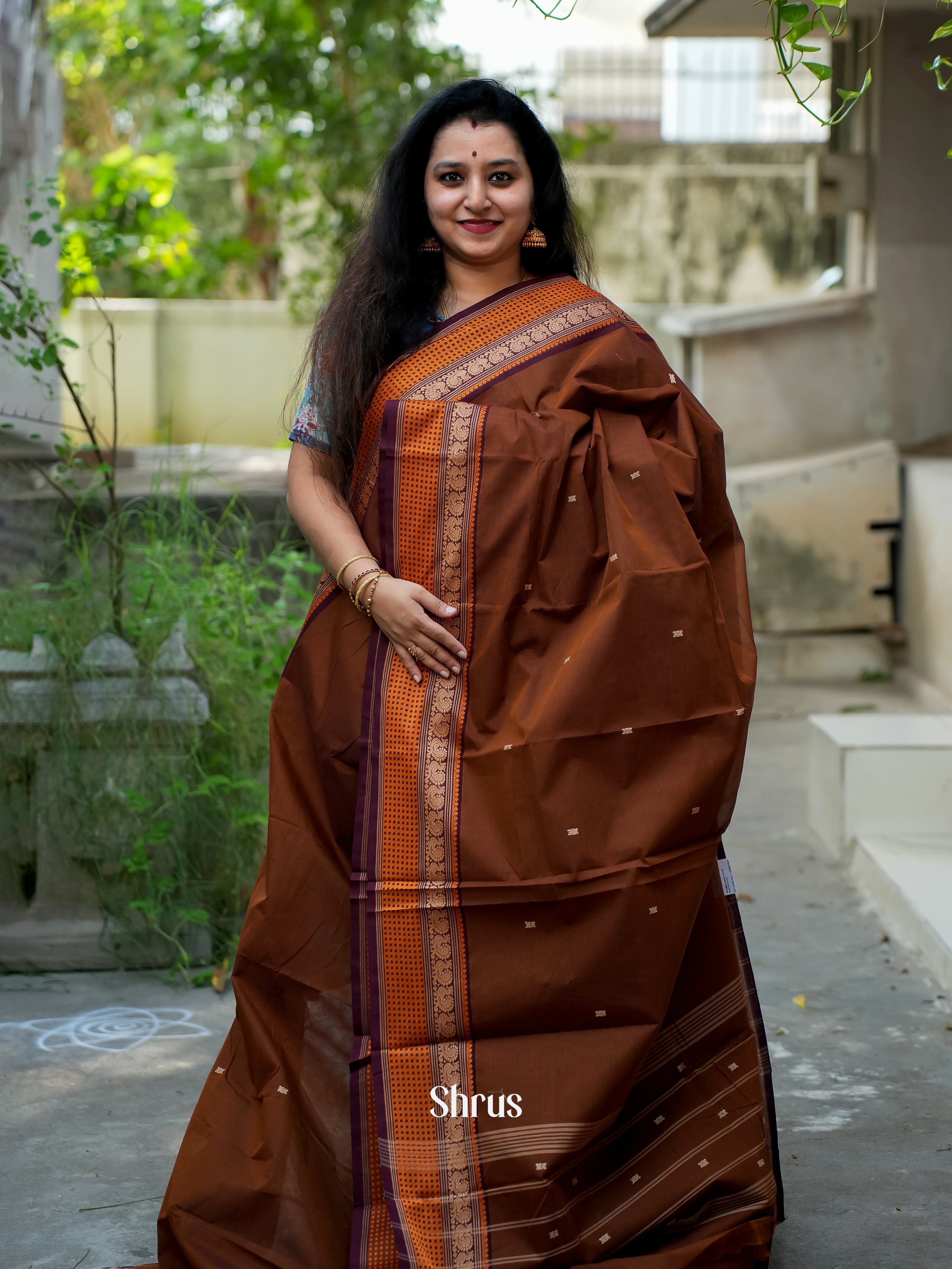 Honey & Mustard - Chettinad Cotton Saree - Shop on ShrusEternity.com