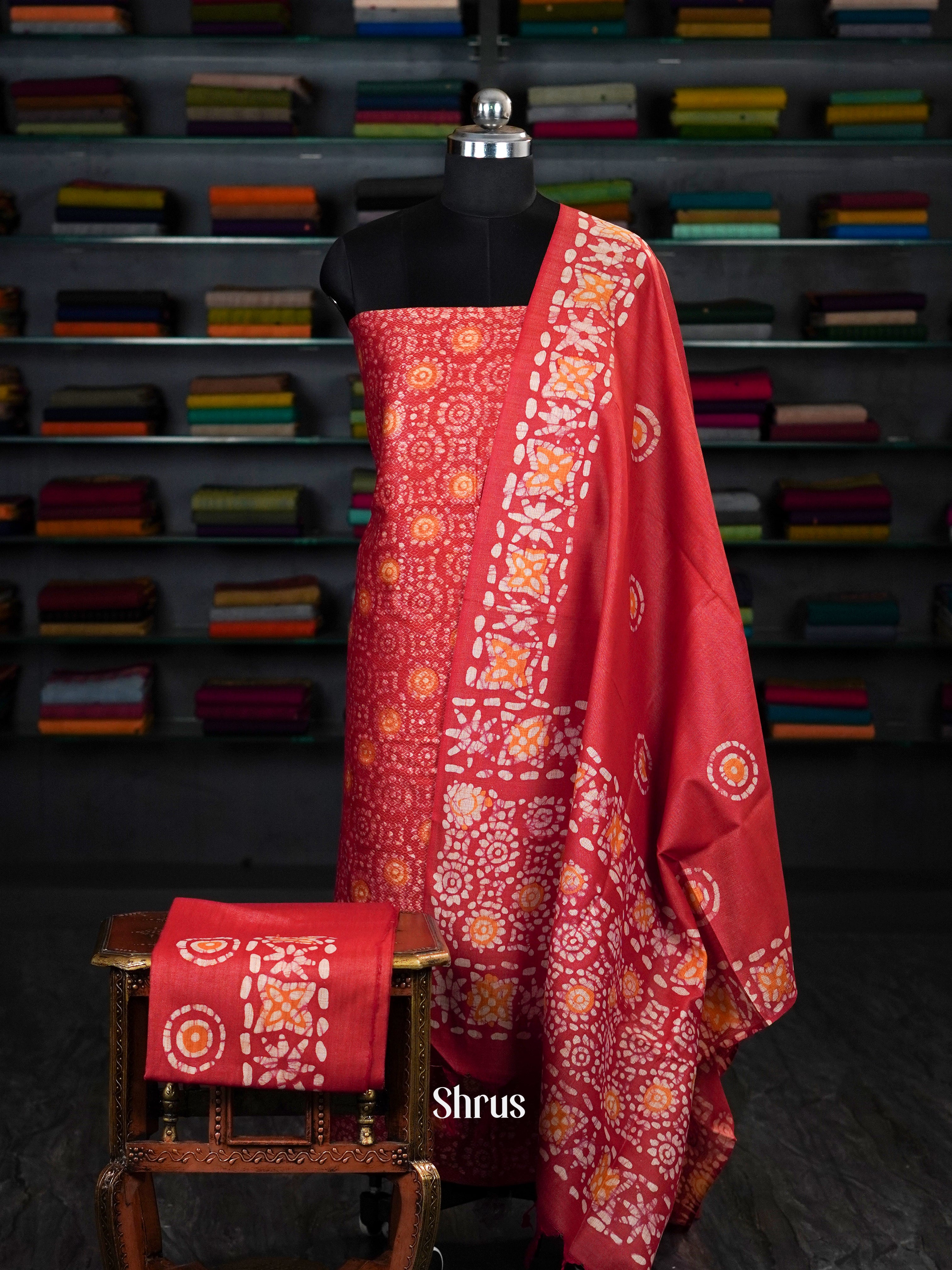 Red - Bhatik salwar - Shop on ShrusEternity.com