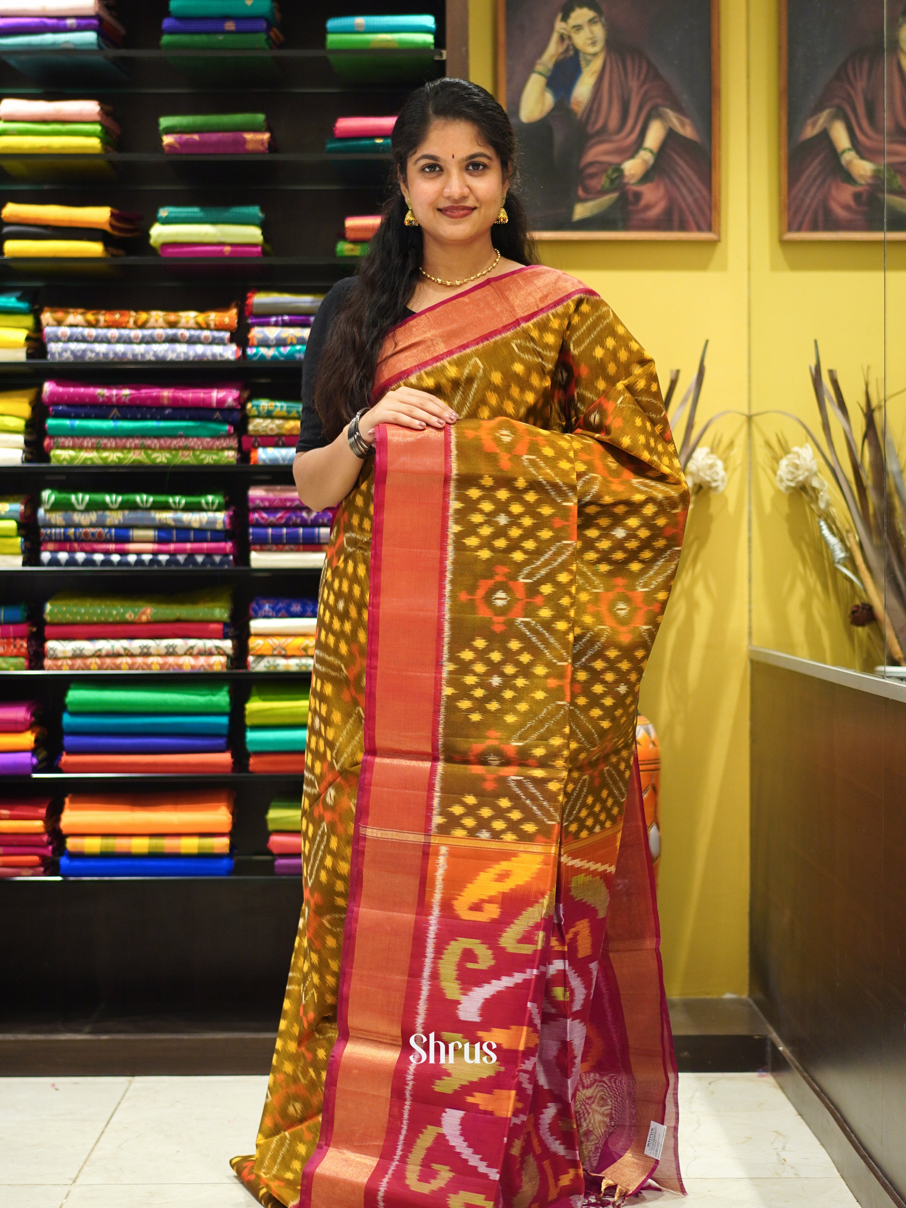 Green & Maroon - Pochampally sico Saree - Shop on ShrusEternity.com