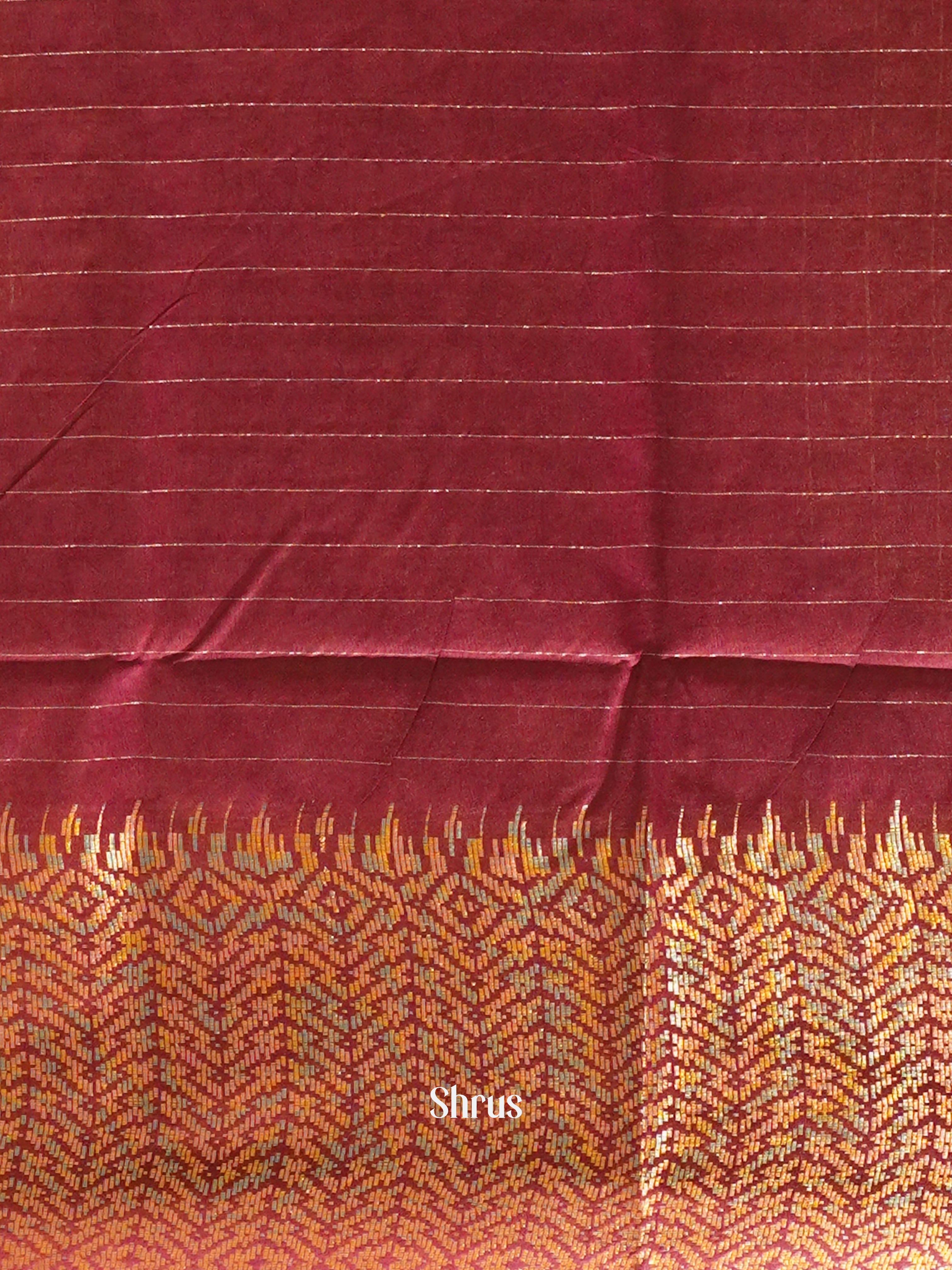 Cream & Maroon -Shibori Saree - Shop on ShrusEternity.com
