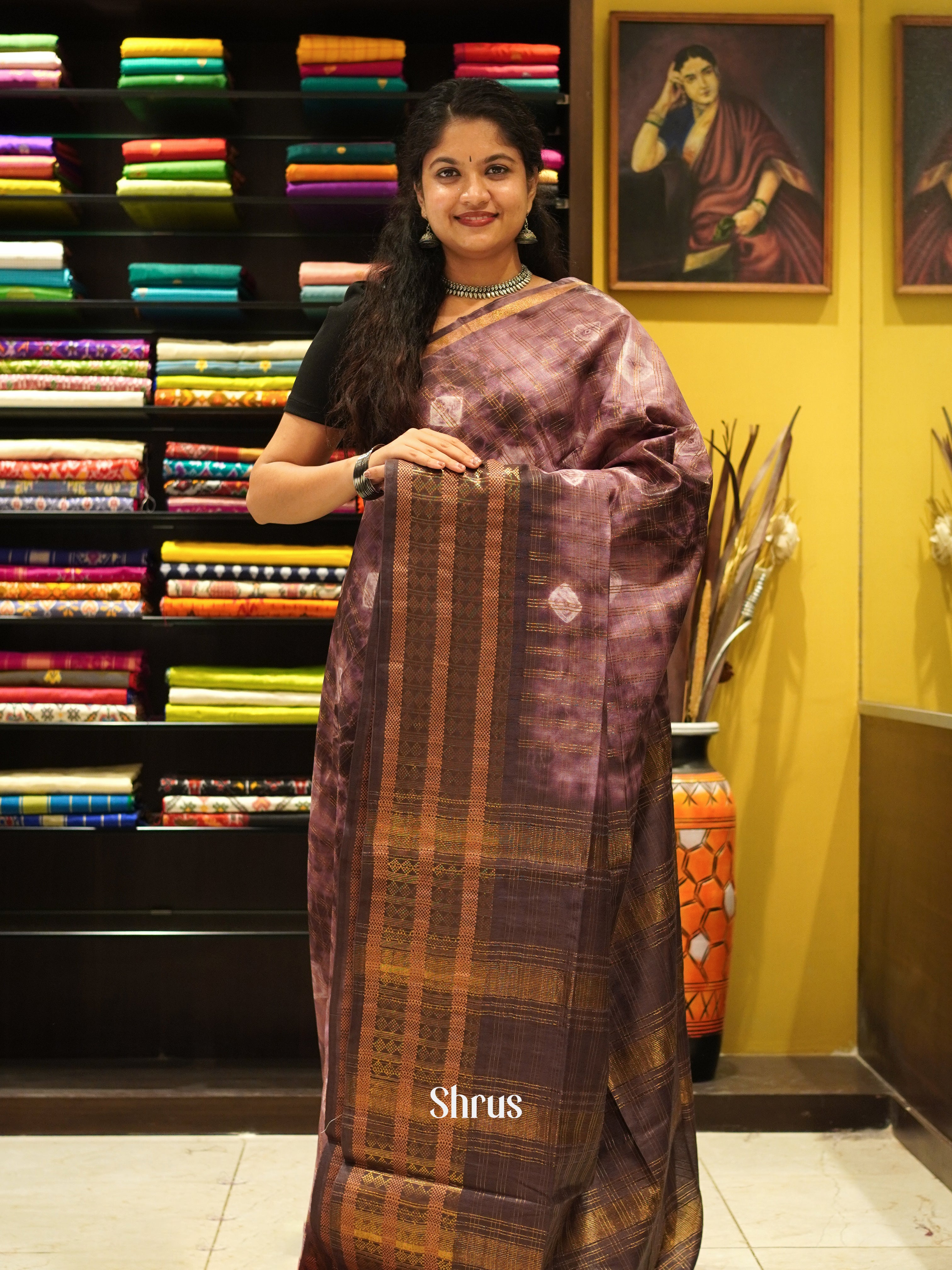Brown - Shibori Saree - Shop on ShrusEternity.com