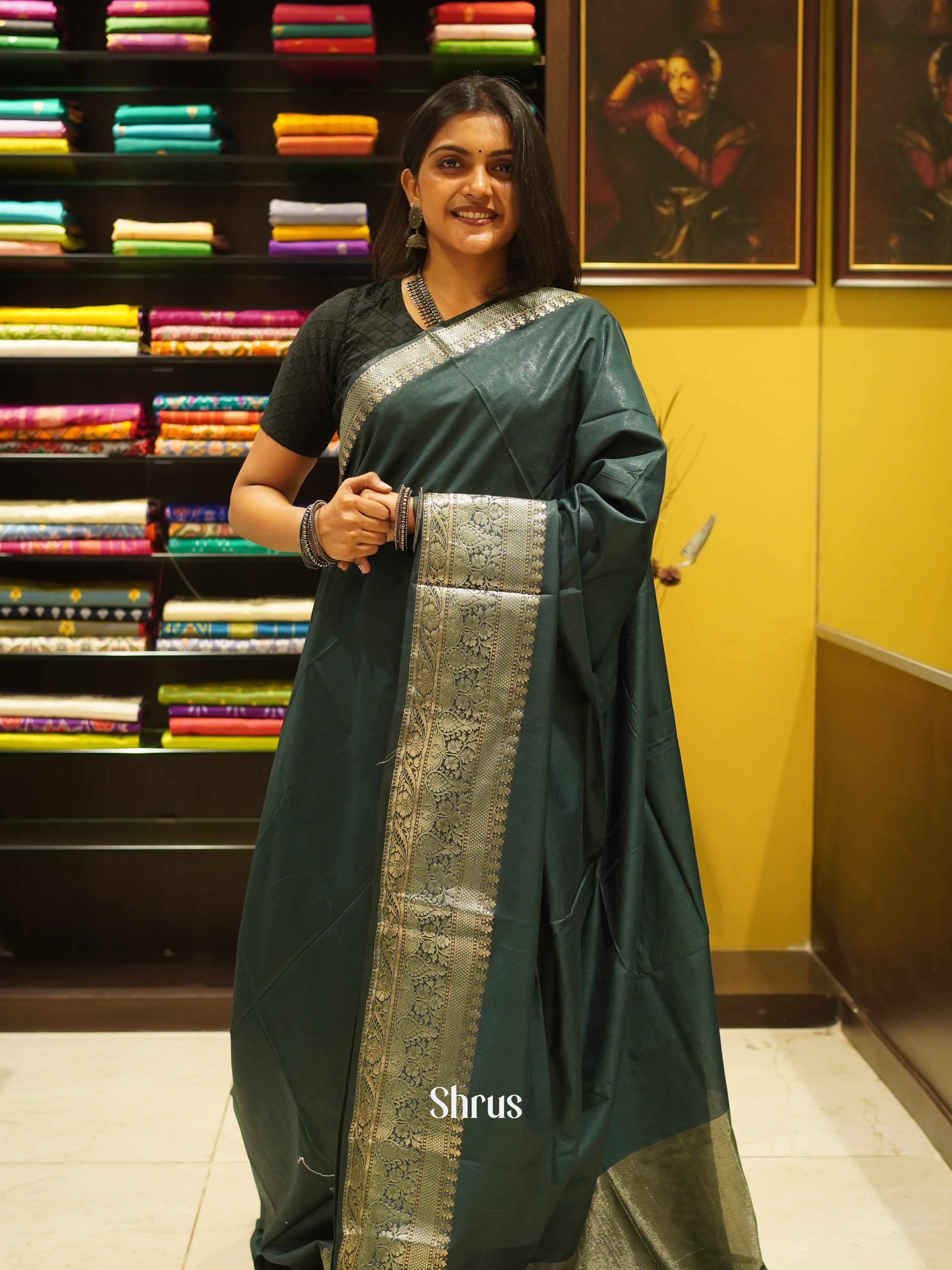 Green (Single Tone) - Semi Tusar Saree - Shop on ShrusEternity.com