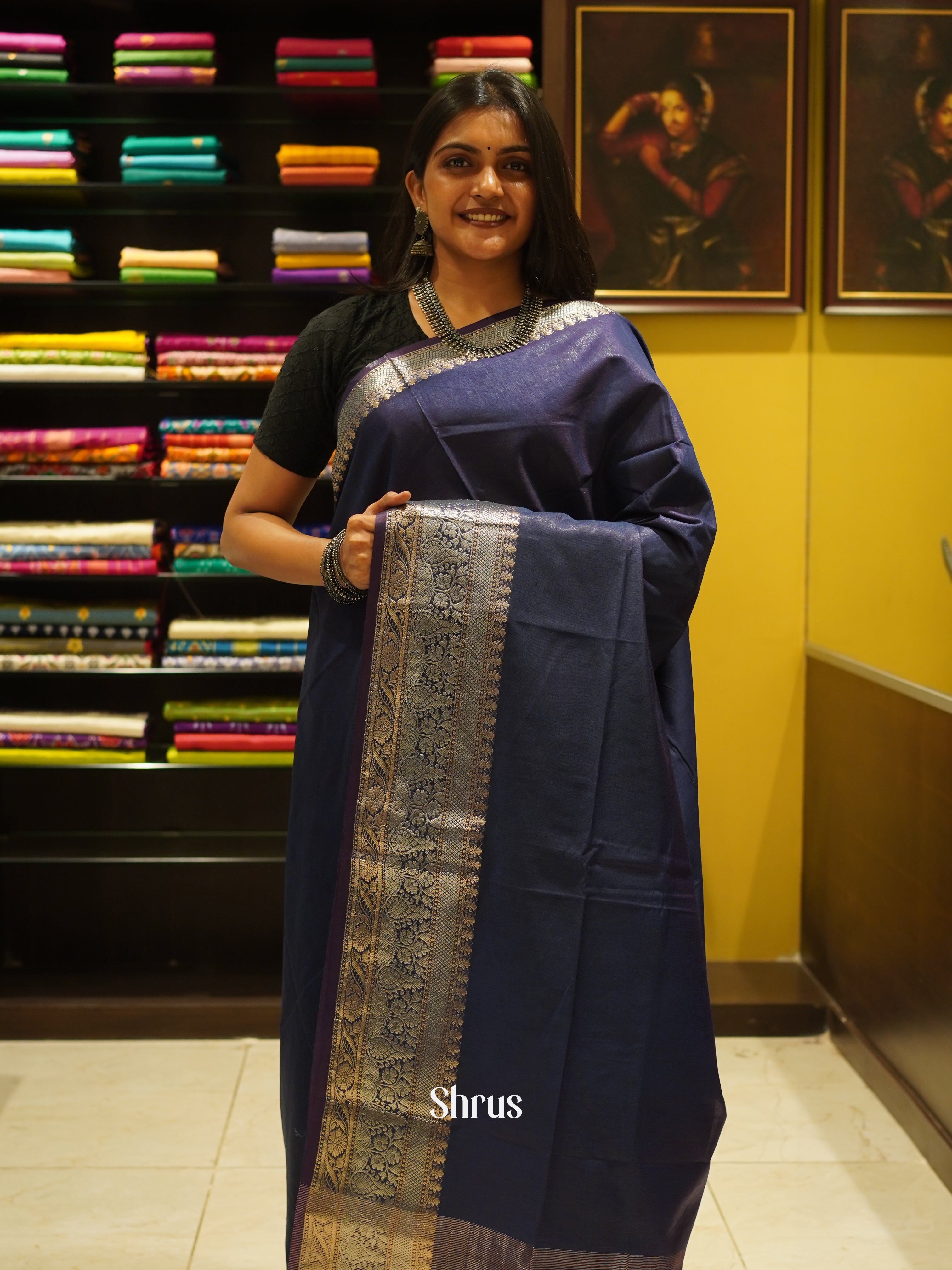 Violet(Single Tone) - Semi Tussar Saree - Shop on ShrusEternity.com
