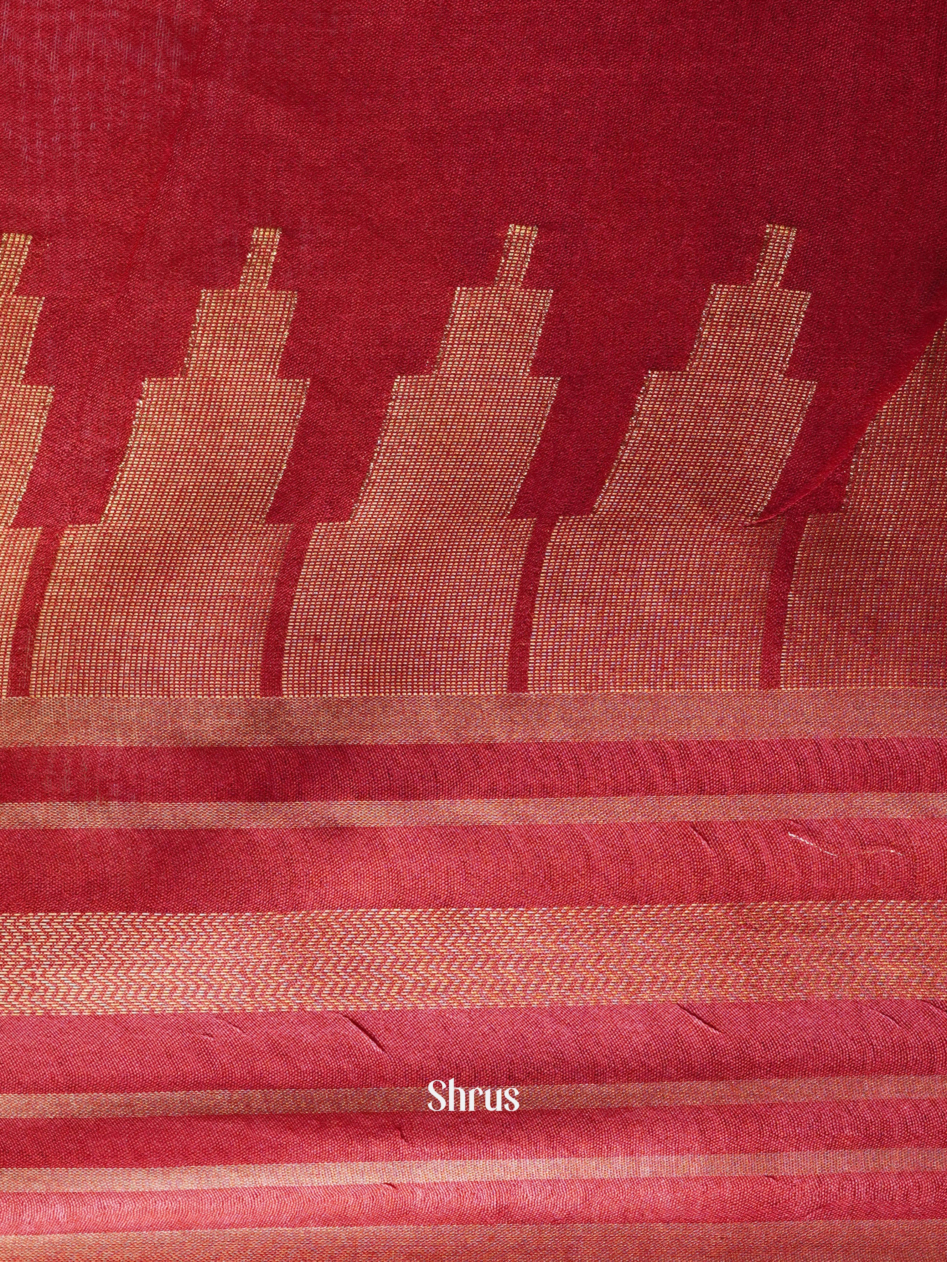Red(Single Tone) - Semi Tussar Saree - Shop on ShrusEternity.com
