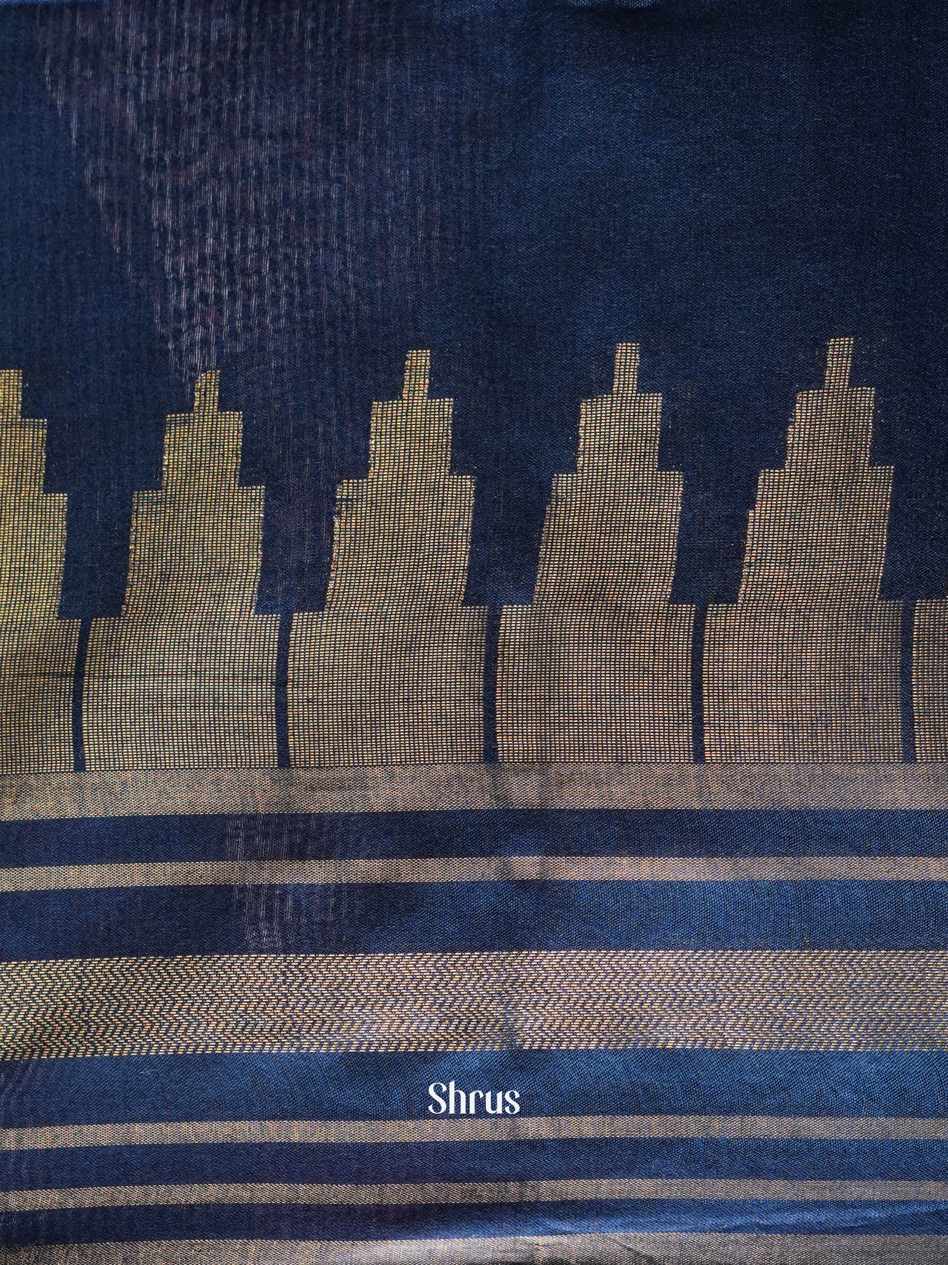 Blue(Single Tone) - Semi Tussar Saree - Shop on ShrusEternity.com