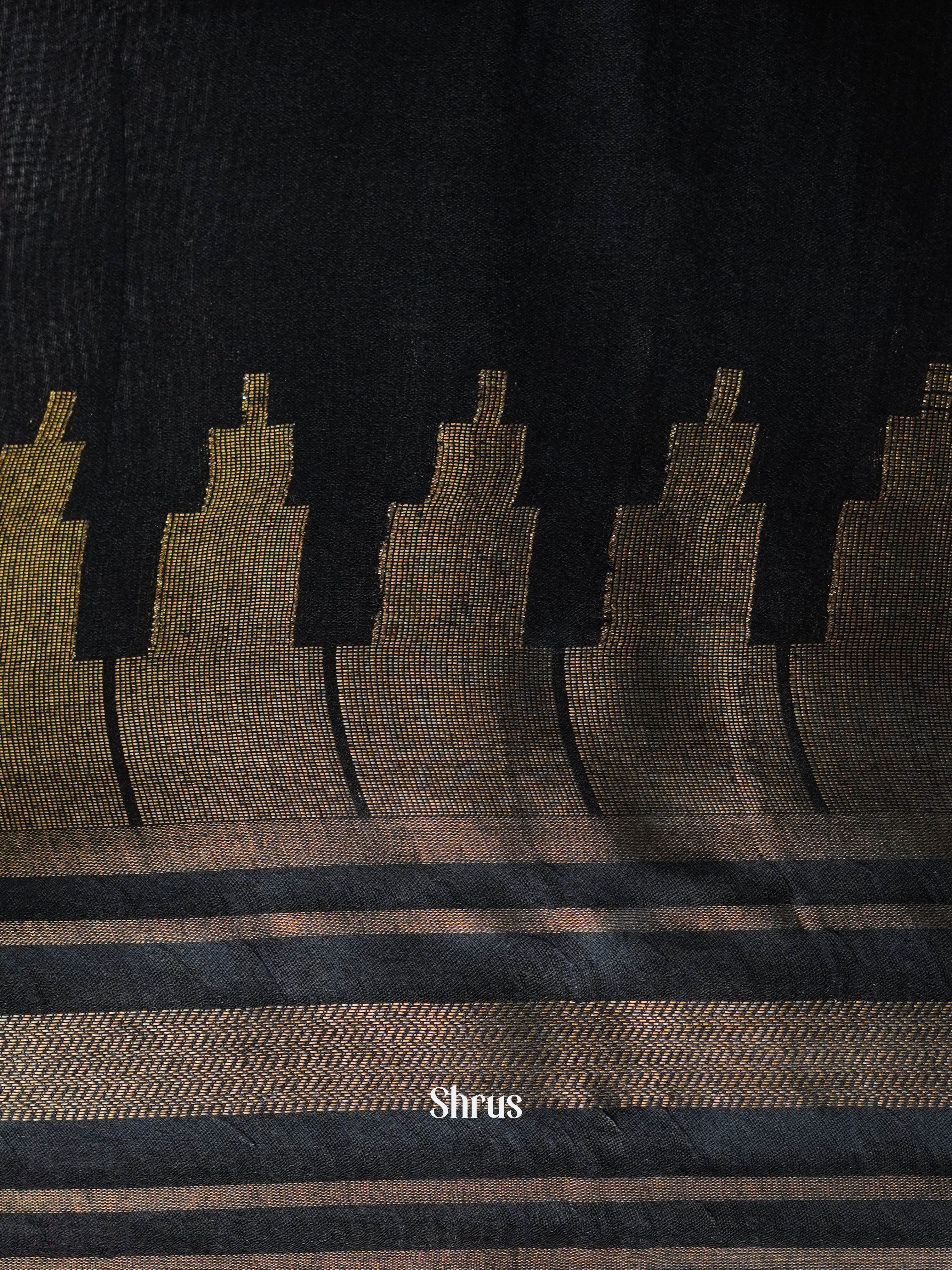 Black(Single Tone) - Semi Tussar Saree - Shop on ShrusEternity.com