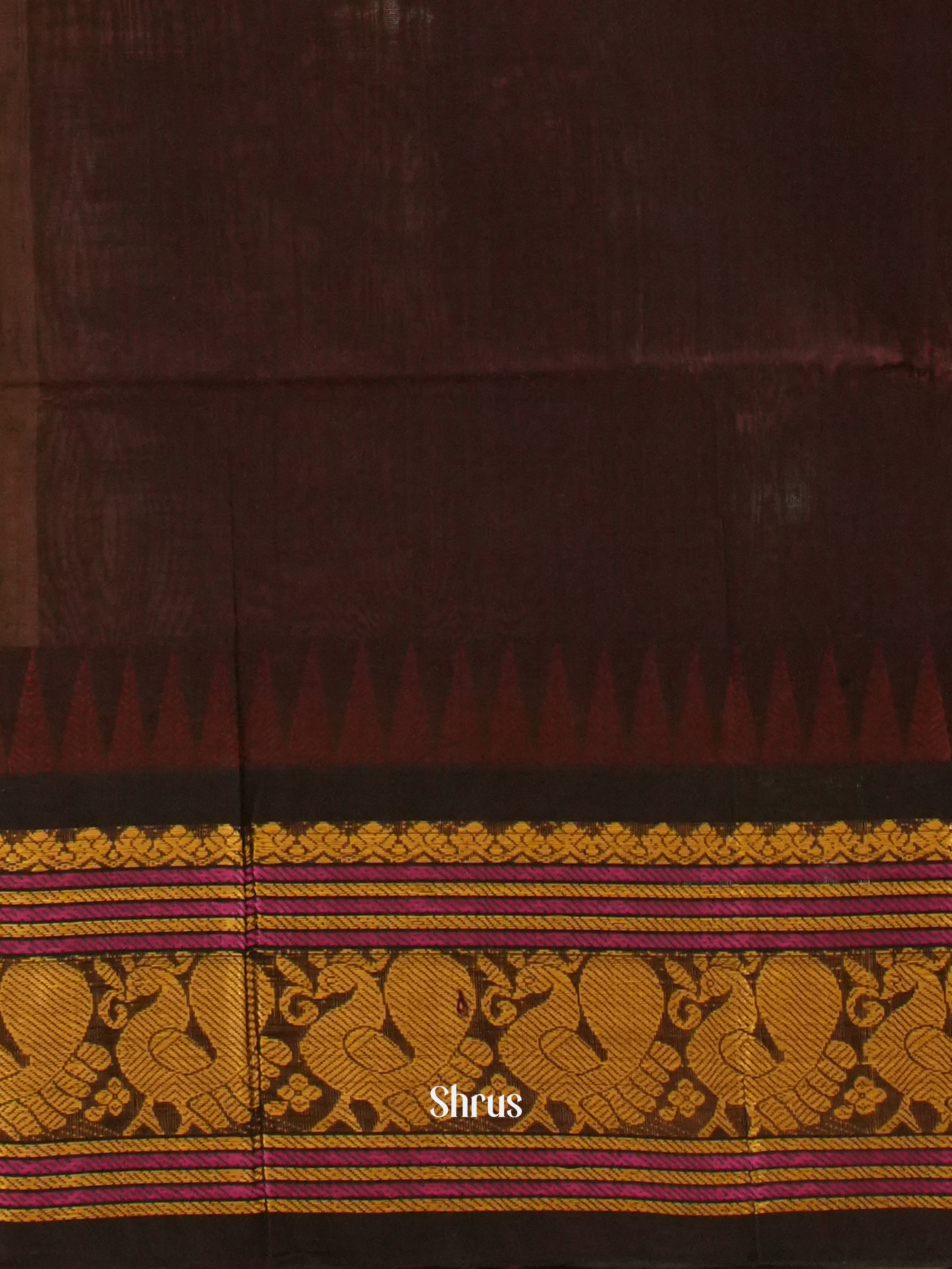 Sandal & Brown - Silk Cotton Saree - Shop on ShrusEternity.com