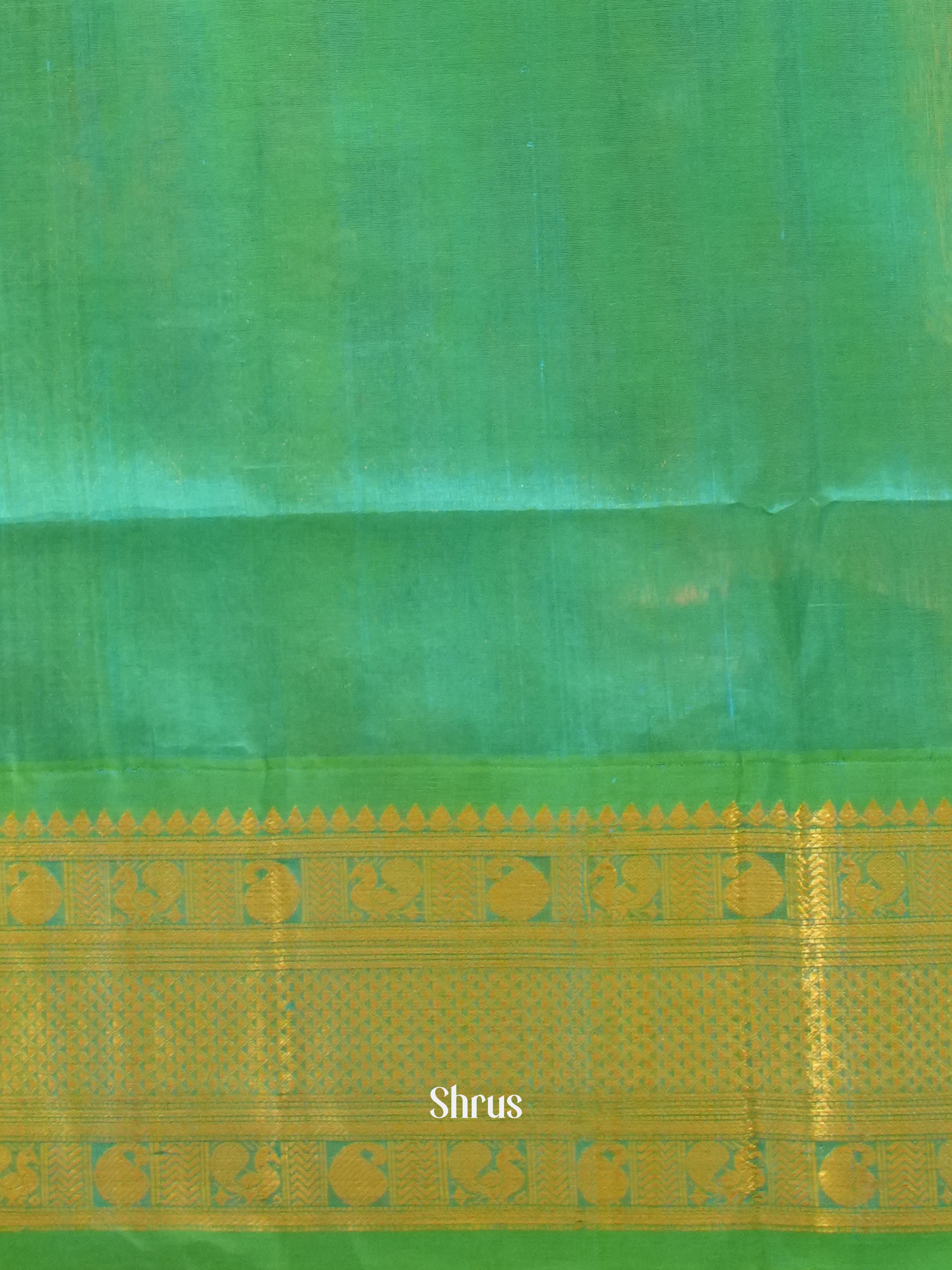Peach & Green - Silk Cotton Saree - Shop on ShrusEternity.com