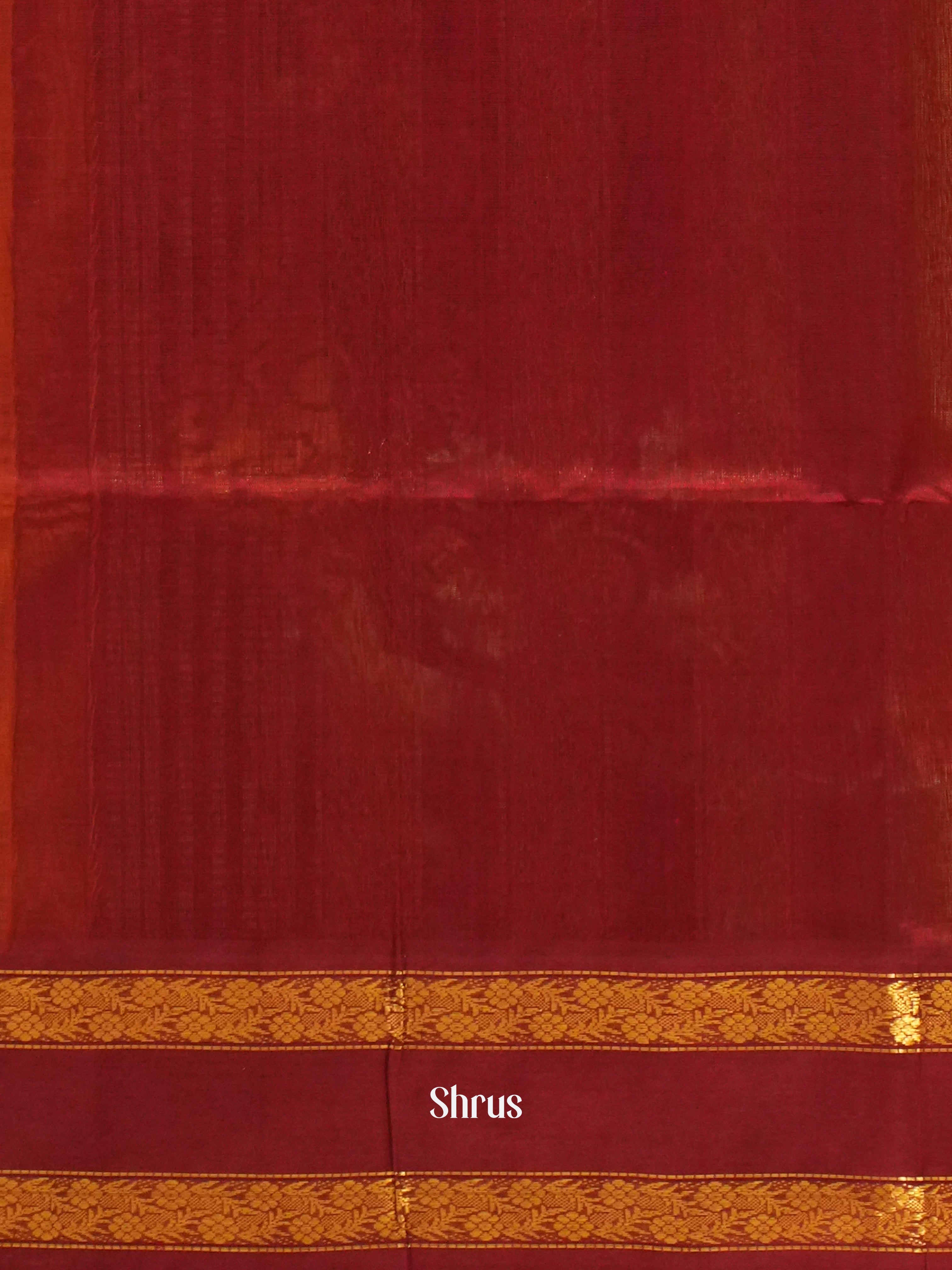 Yellow & Maroon - Silk Cotton Saree - Shop on ShrusEternity.com