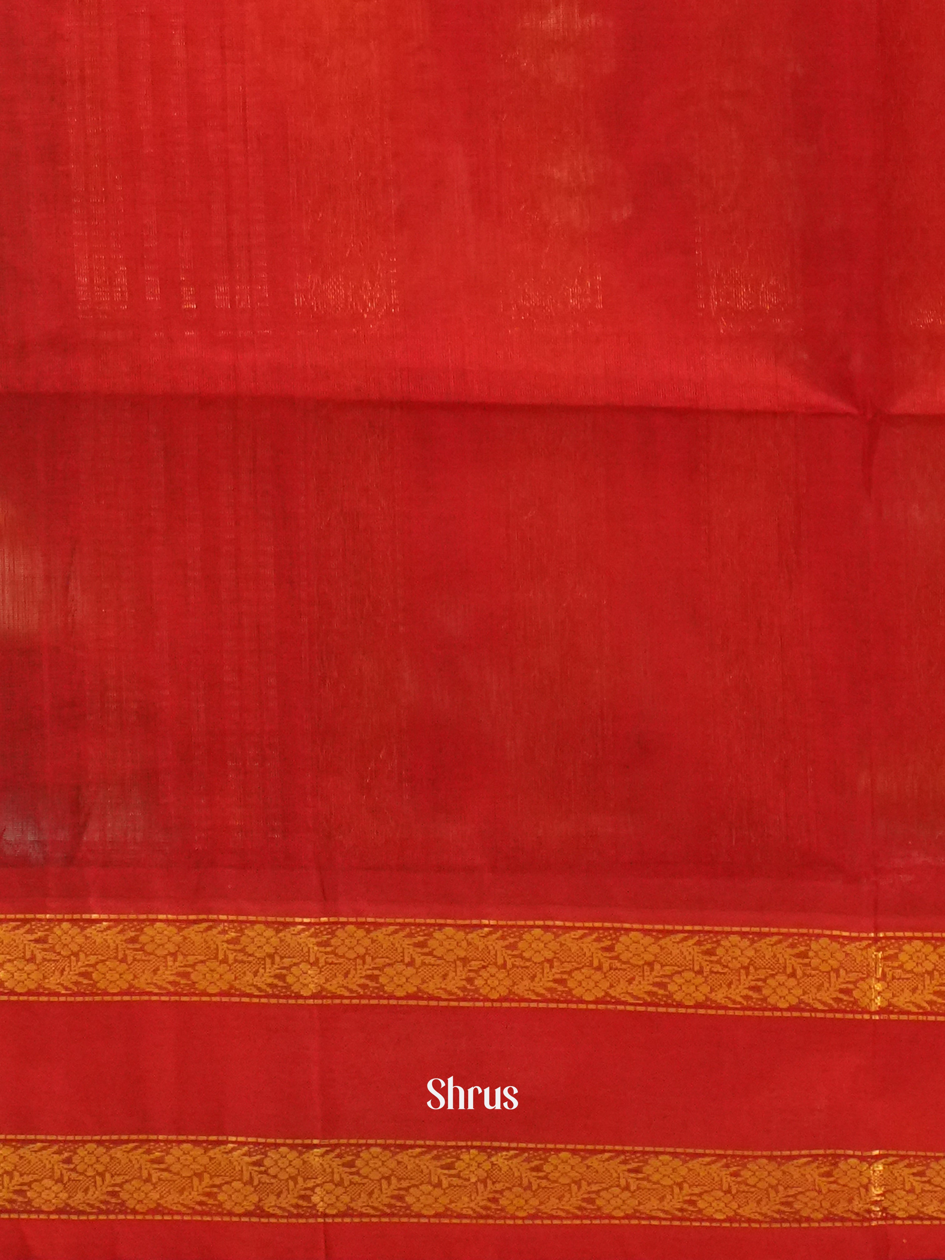 Grey & Red - Silk Cotton Saree - Shop on ShrusEternity.com