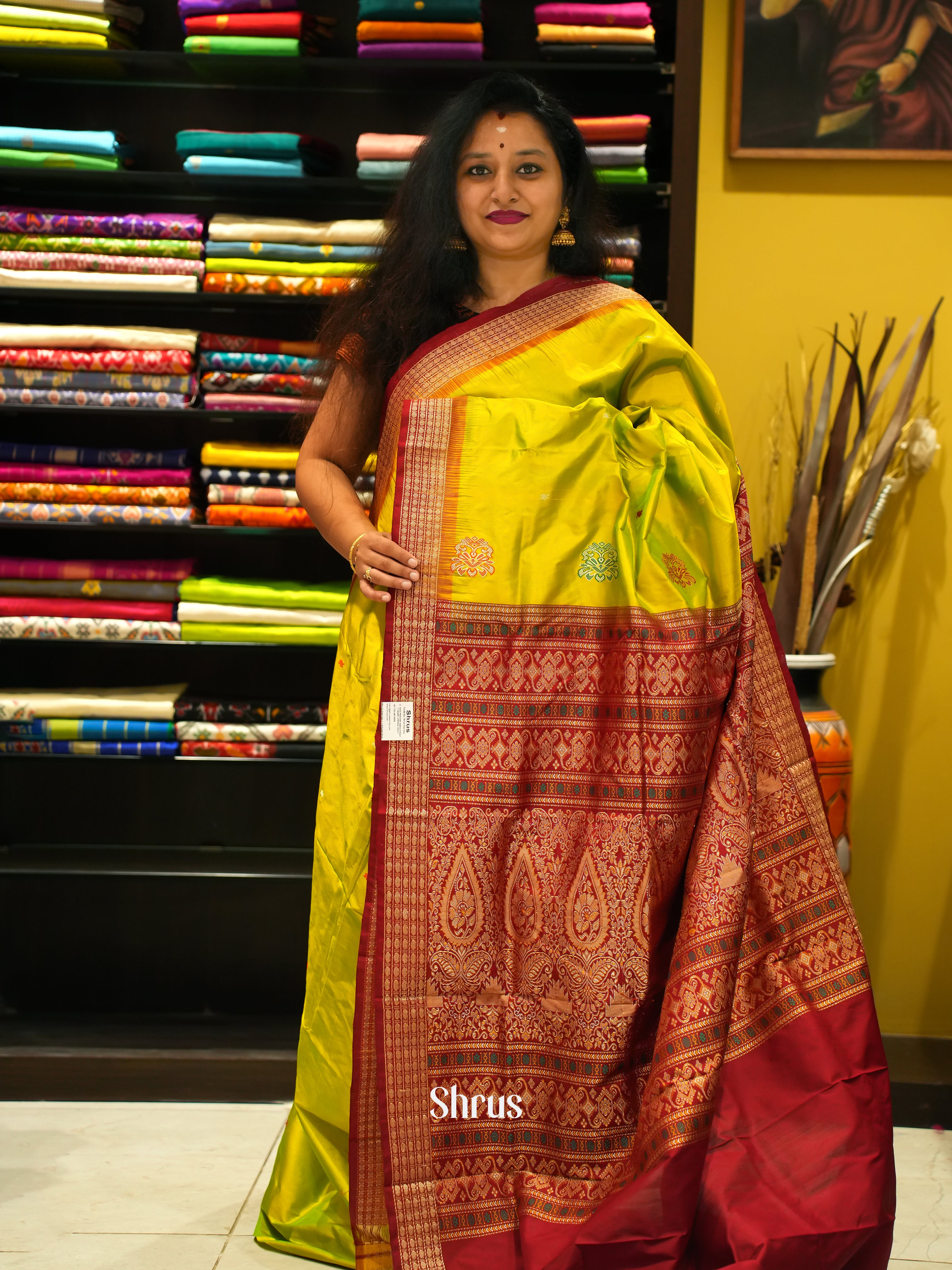 Green & Maroon - Odisha Sambalpuri Soft Silk Saree - Shop on ShrusEternity.com