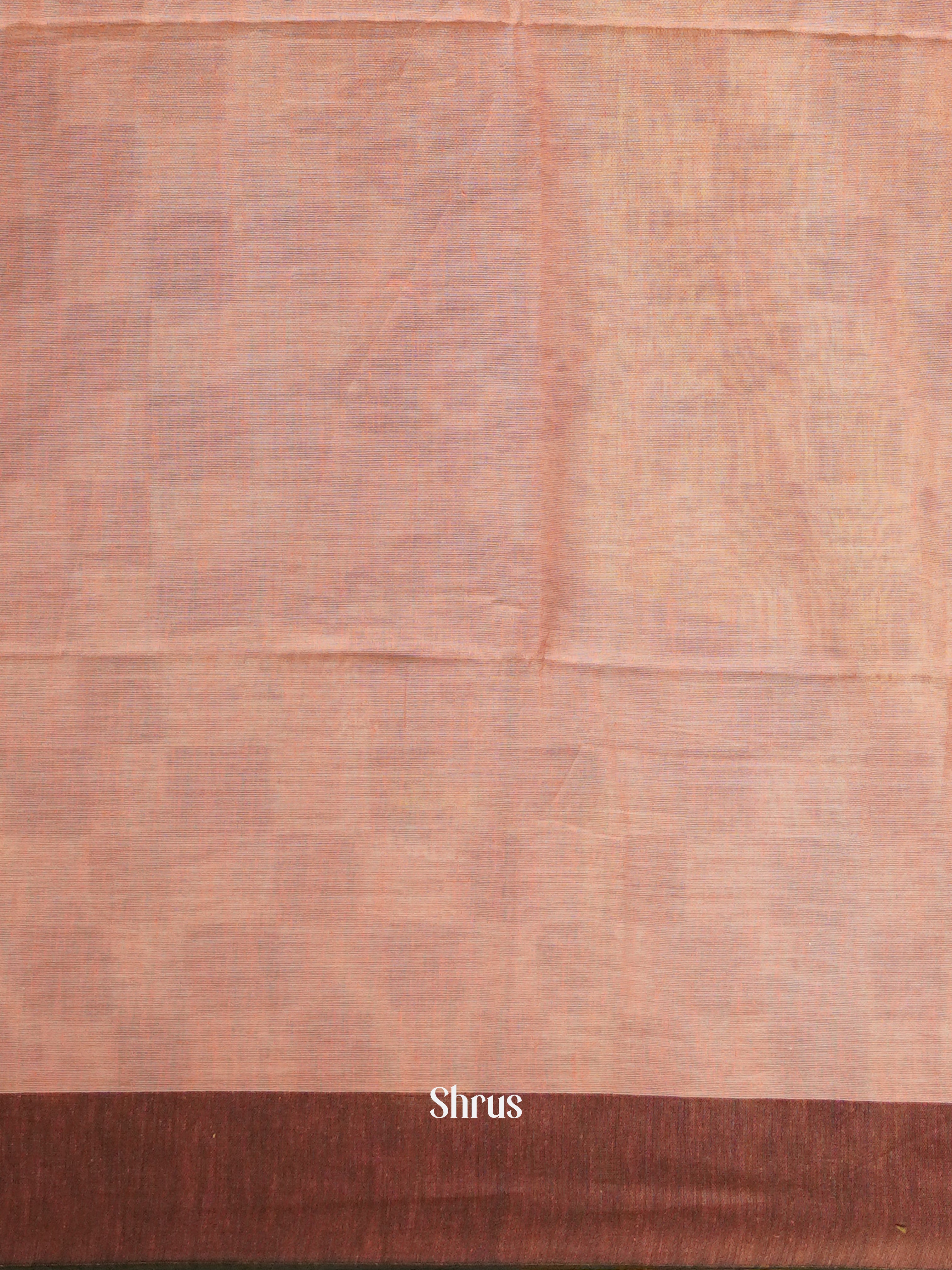 Peachish Pink & Green - Semi Ikkat Saree - Shop on ShrusEternity.com