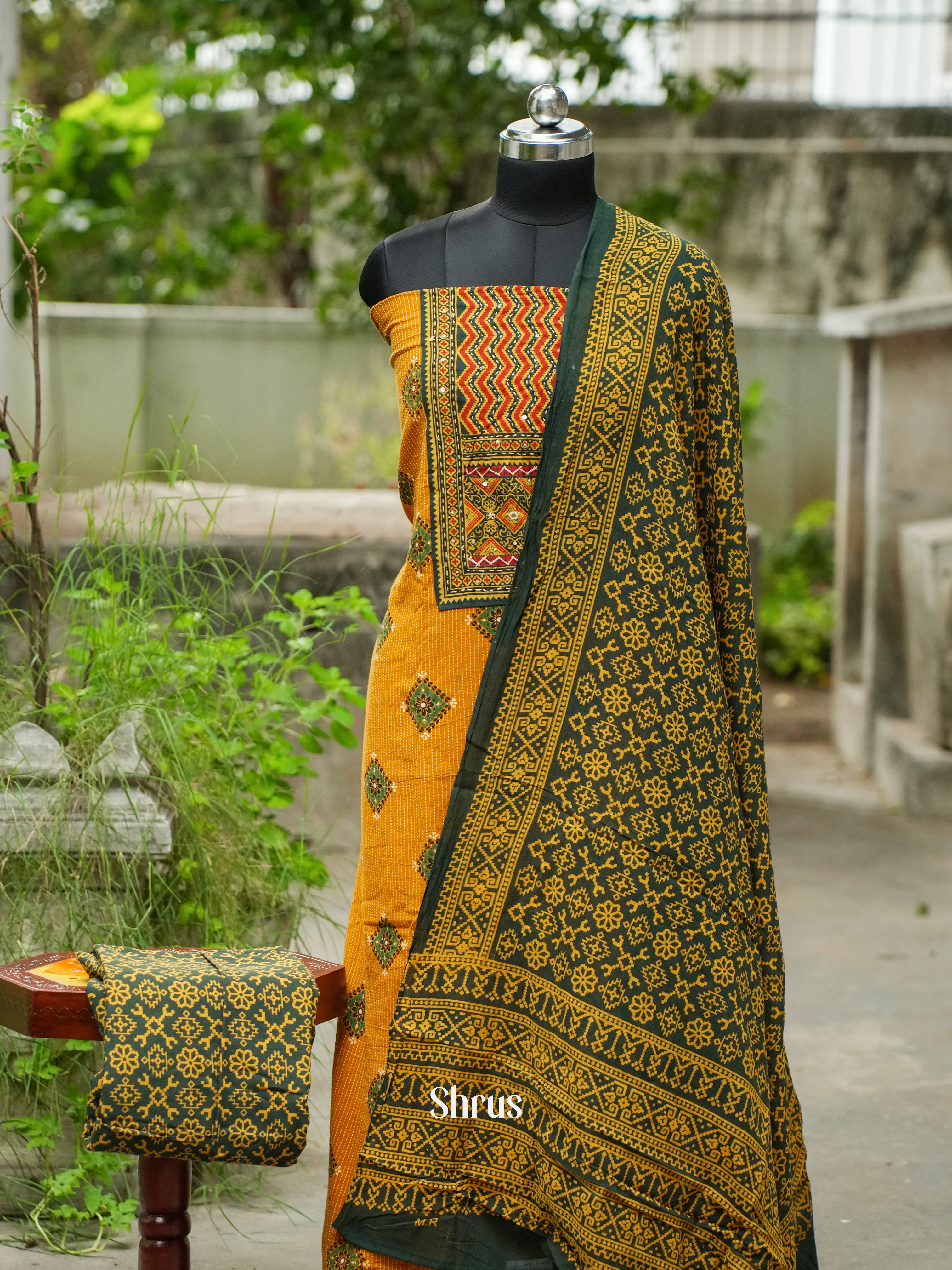 Mustard & Green - Ajrakh Salwar - Shop on ShrusEternity.com