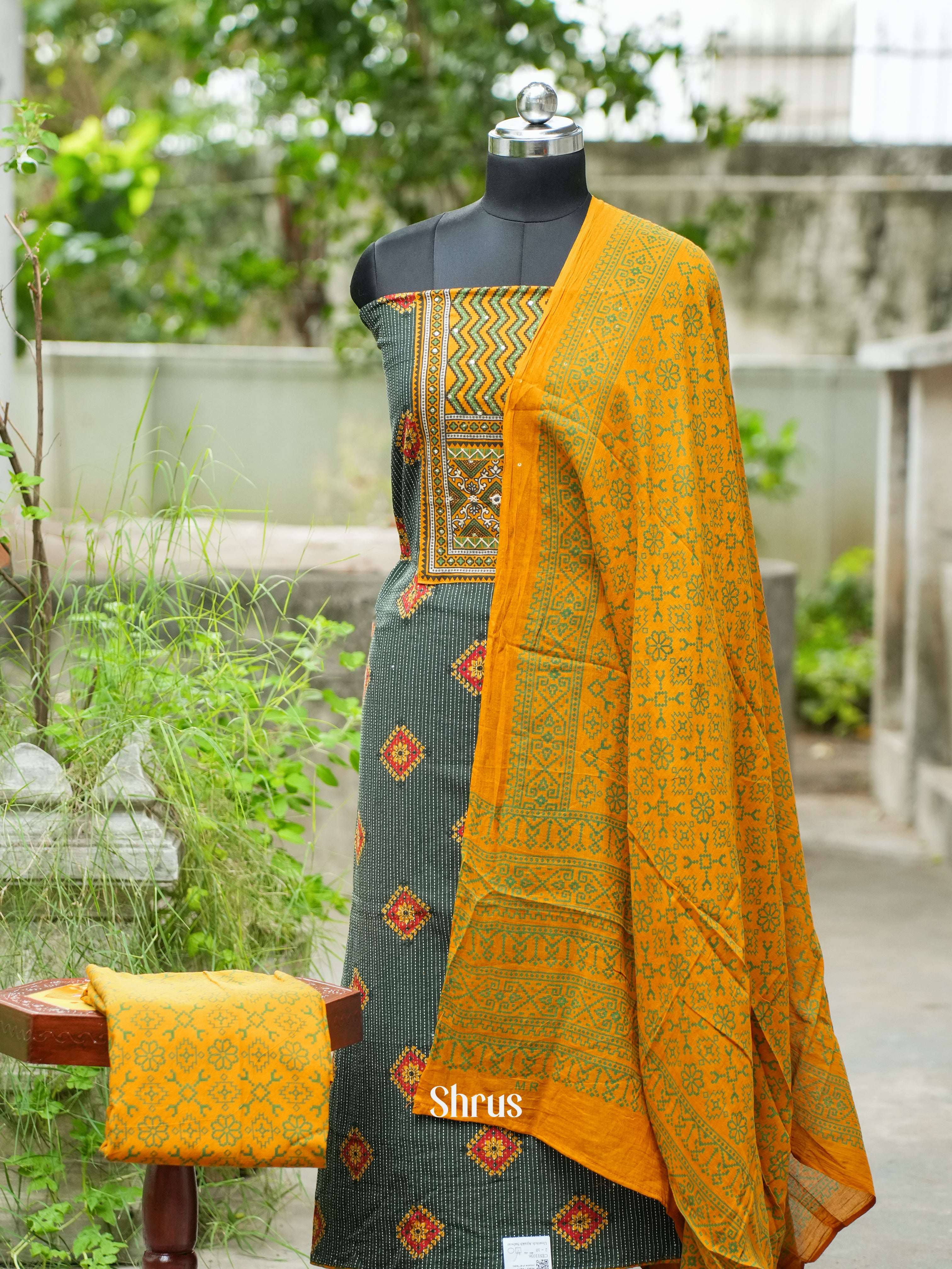 Green & Mustard - Ajrakh Salwar - Shop on ShrusEternity.com