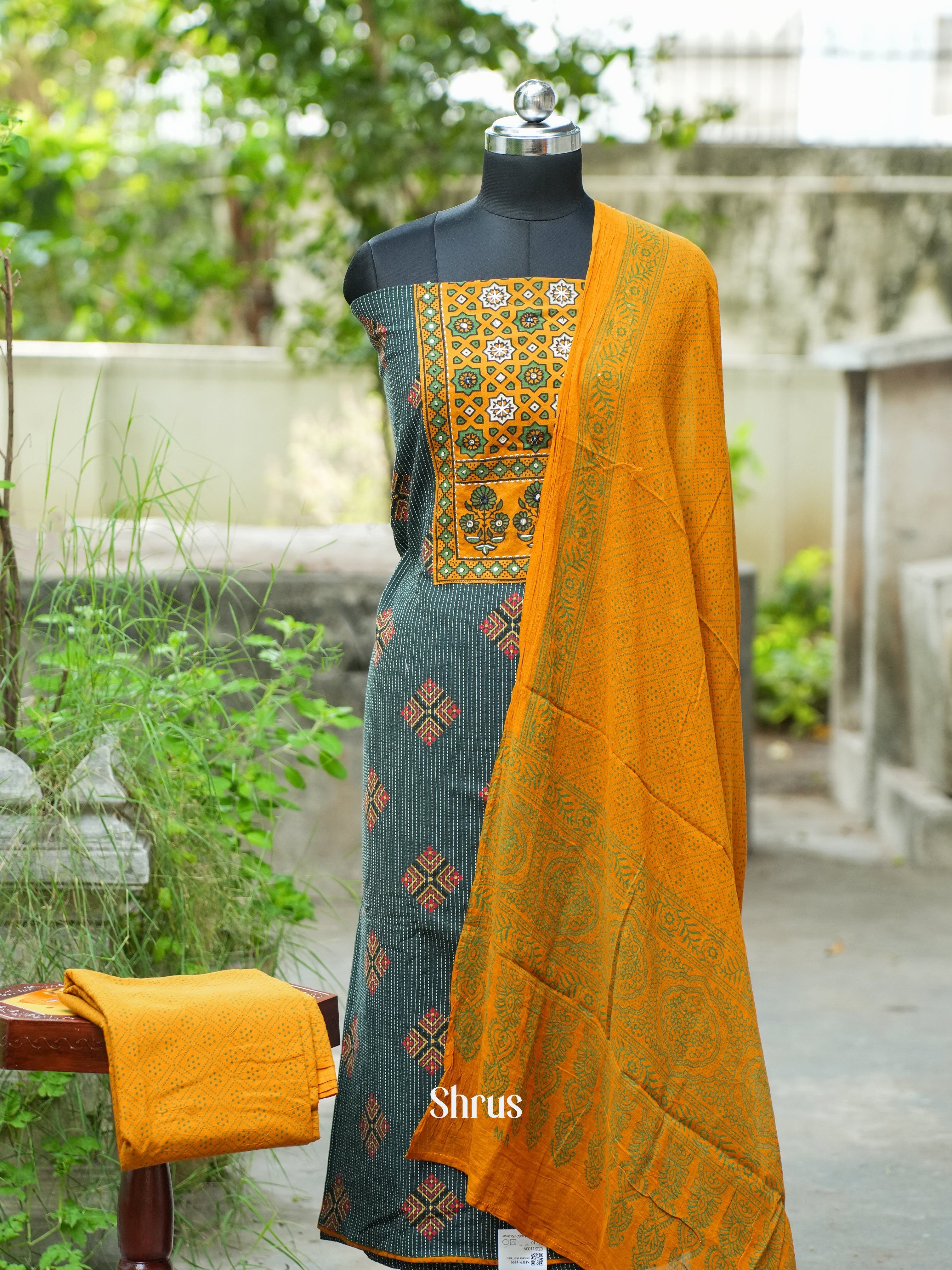 Green & Mustard - Ajrakh Salwar - Shop on ShrusEternity.com