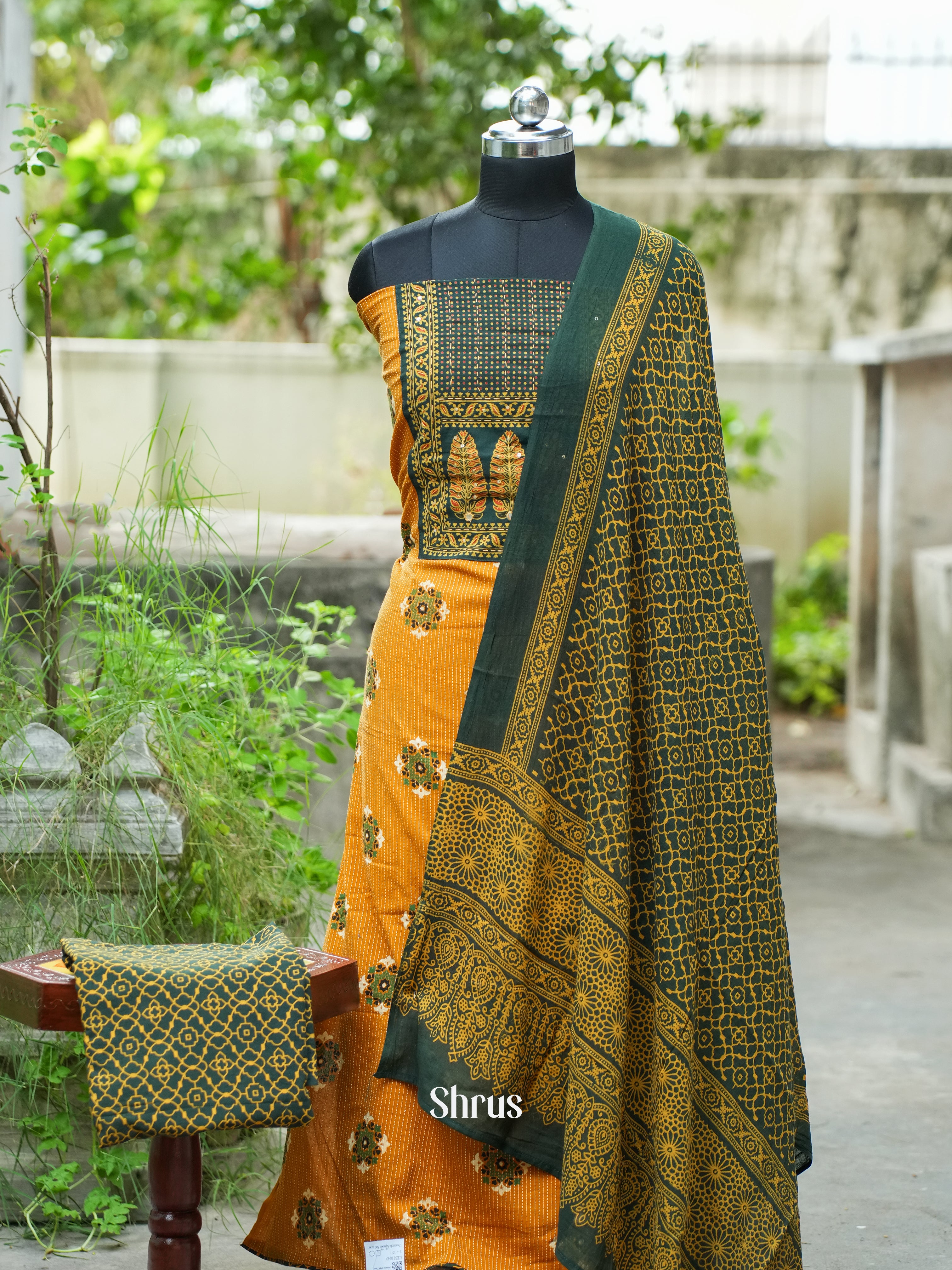 Mustard & Green - Ajrakh Salwar - Shop on ShrusEternity.com