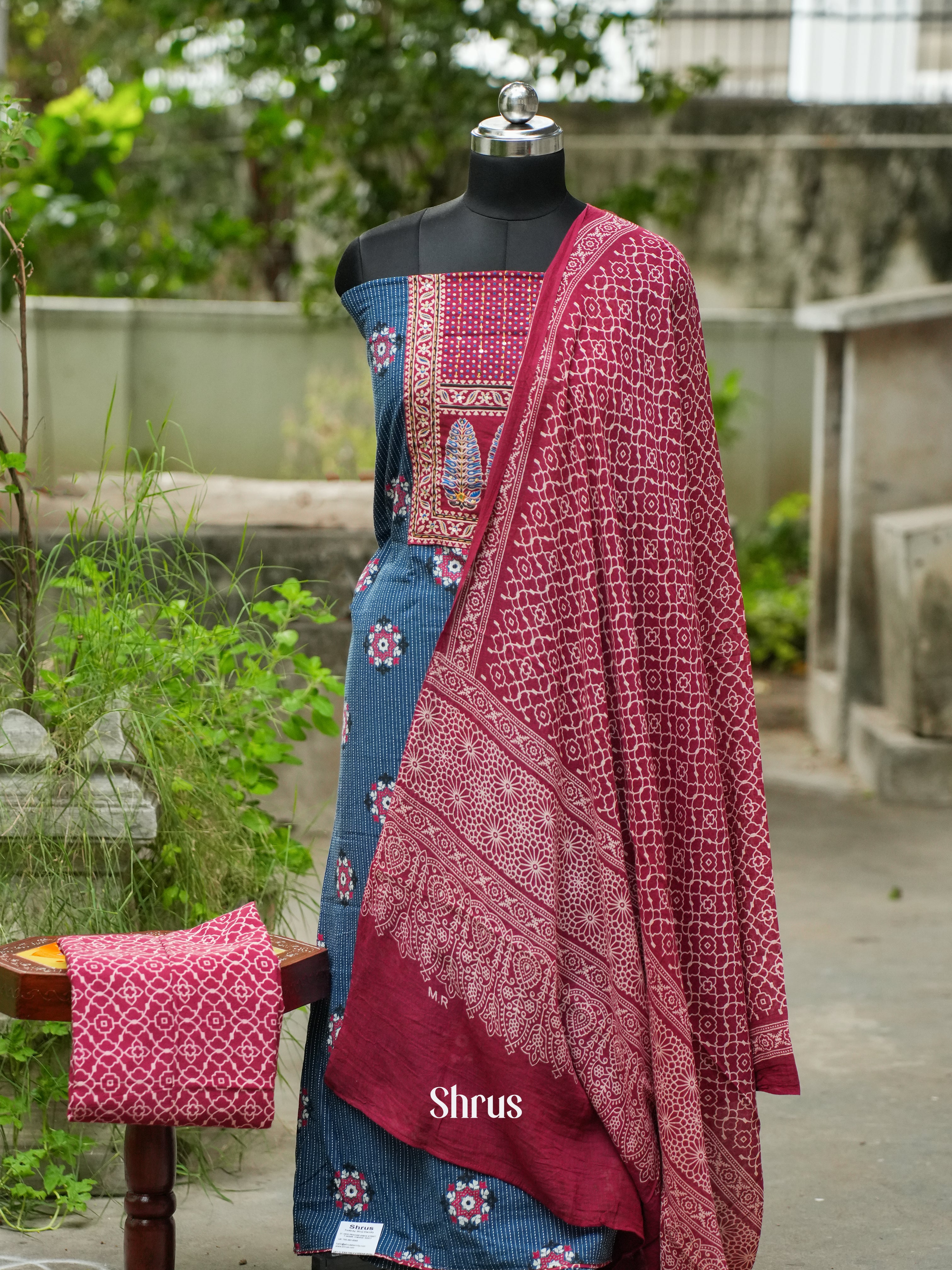 Blue & Red - Ajrakh Salwar - Shop on ShrusEternity.com