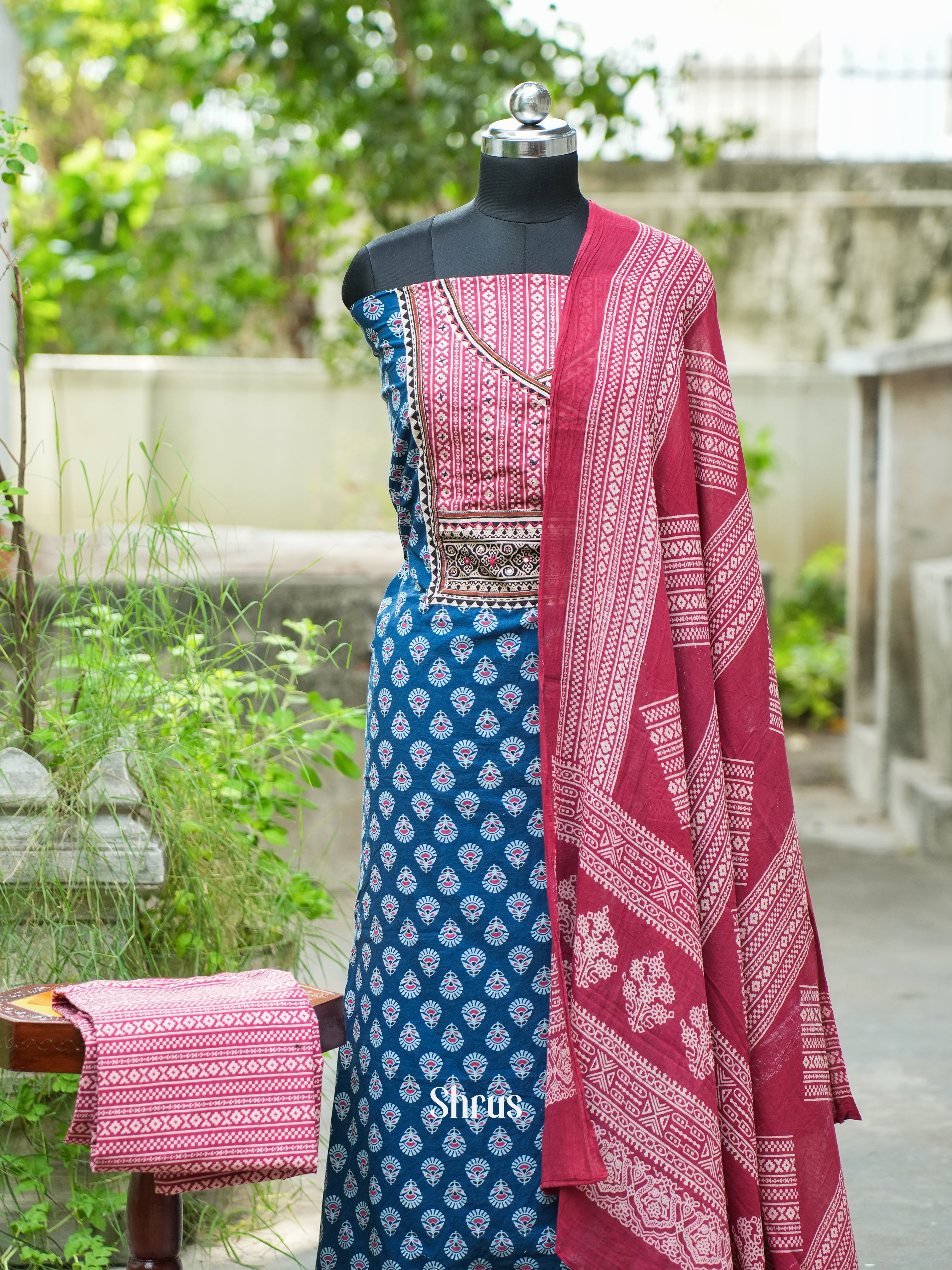 Blue & Red - Ajrakh Salwar - Shop on ShrusEternity.com