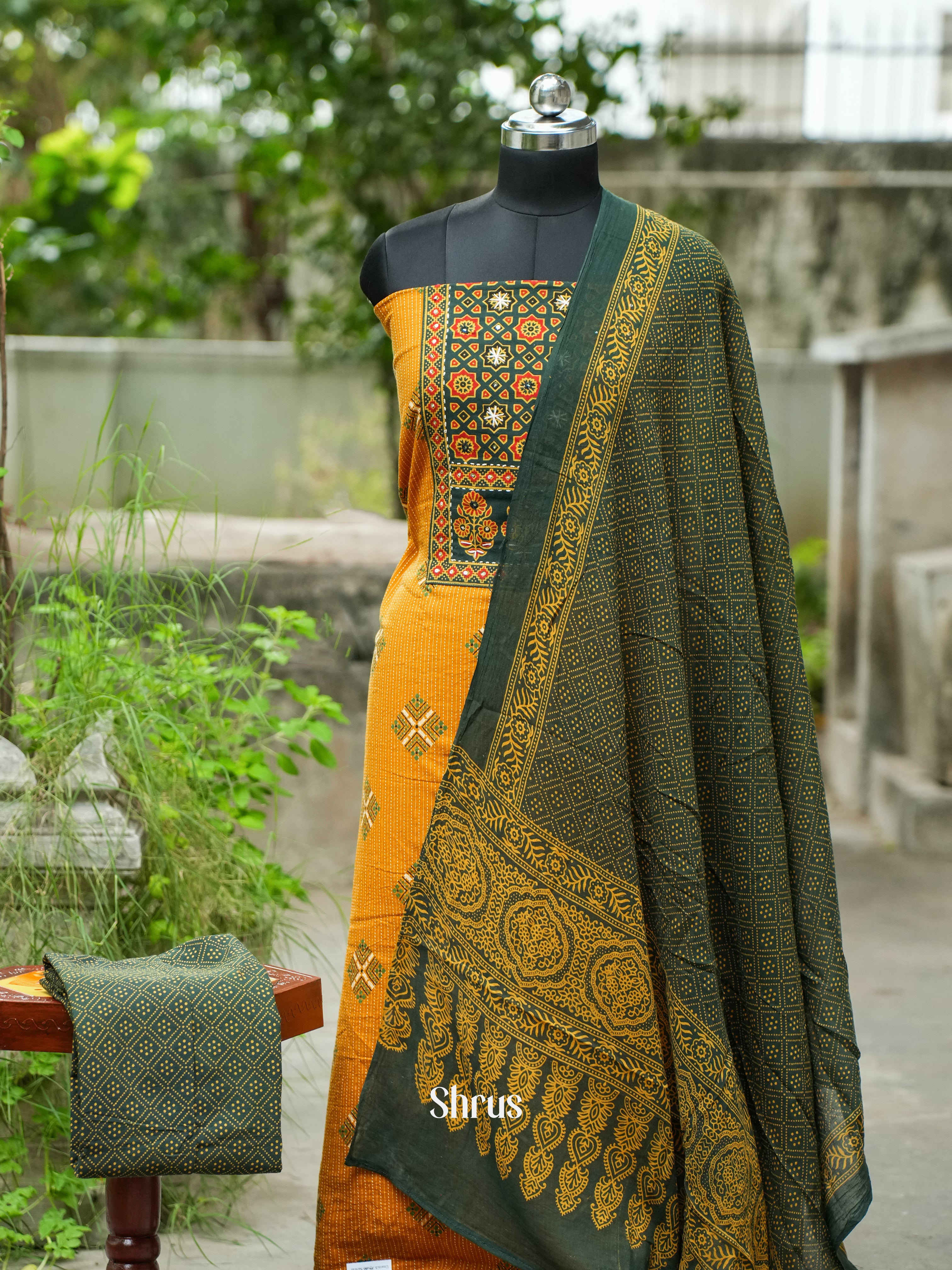 Mustard & Green - Ajrakh Salwar - Shop on ShrusEternity.com