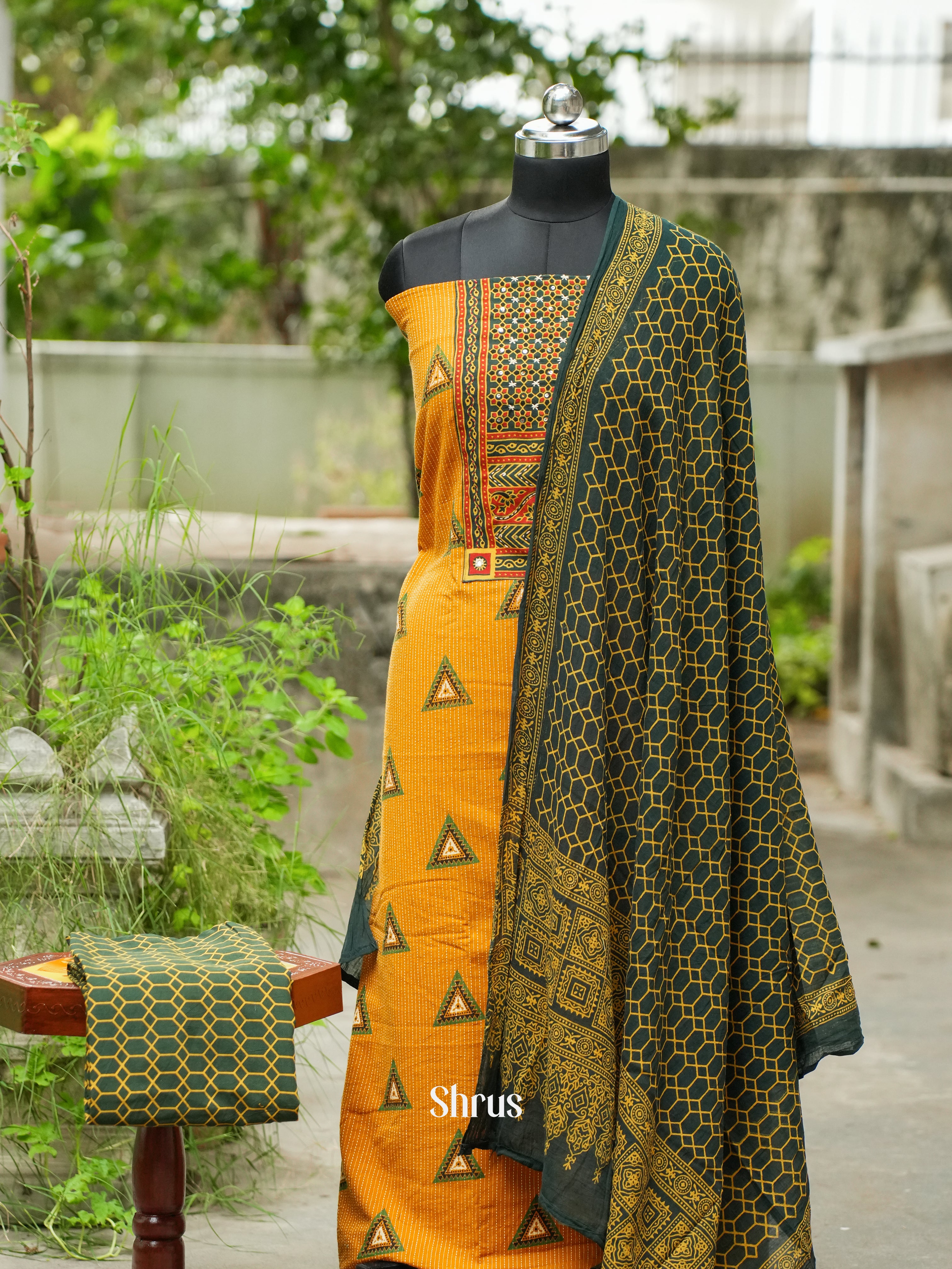 Mustard & Green - Ajrakh Salwar - Shop on ShrusEternity.com