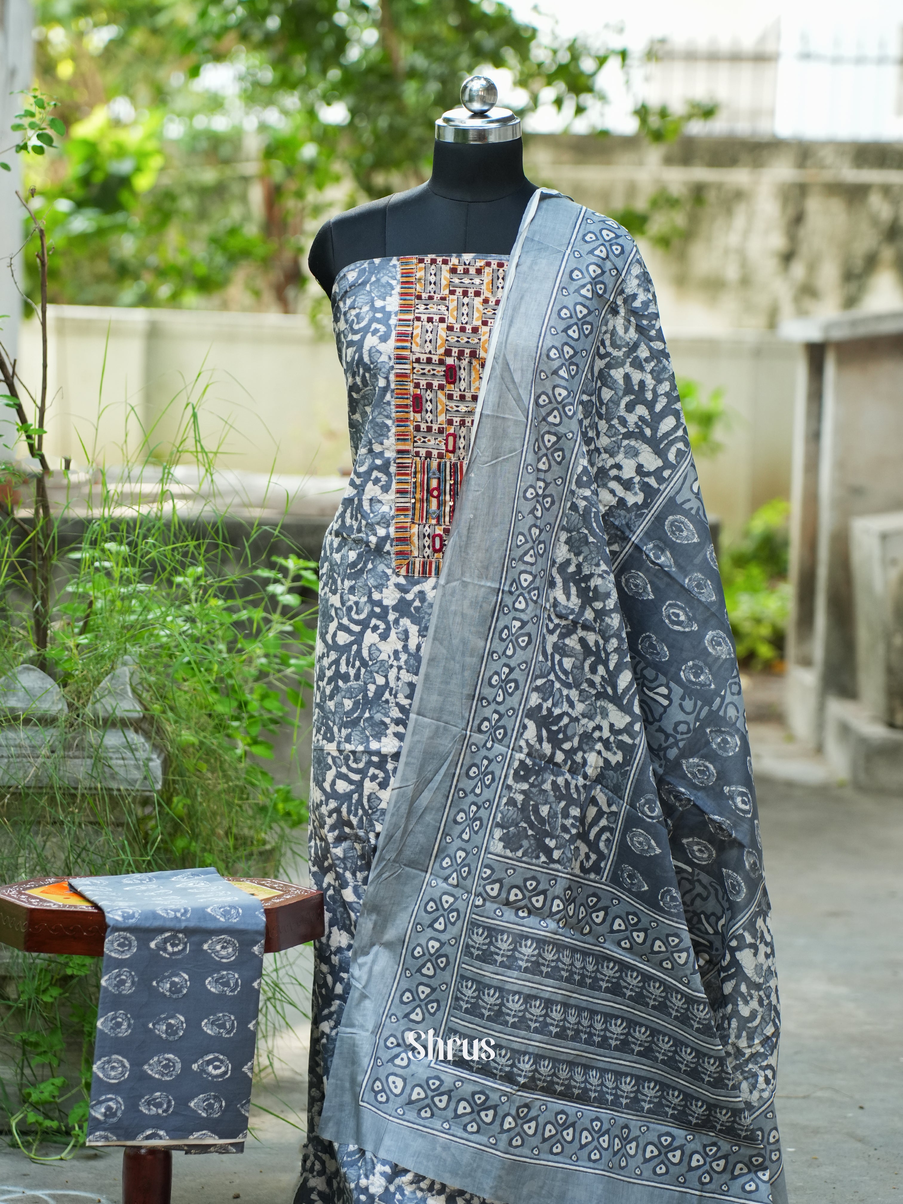 Grey - Ajrakh Salwar - Shop on ShrusEternity.com