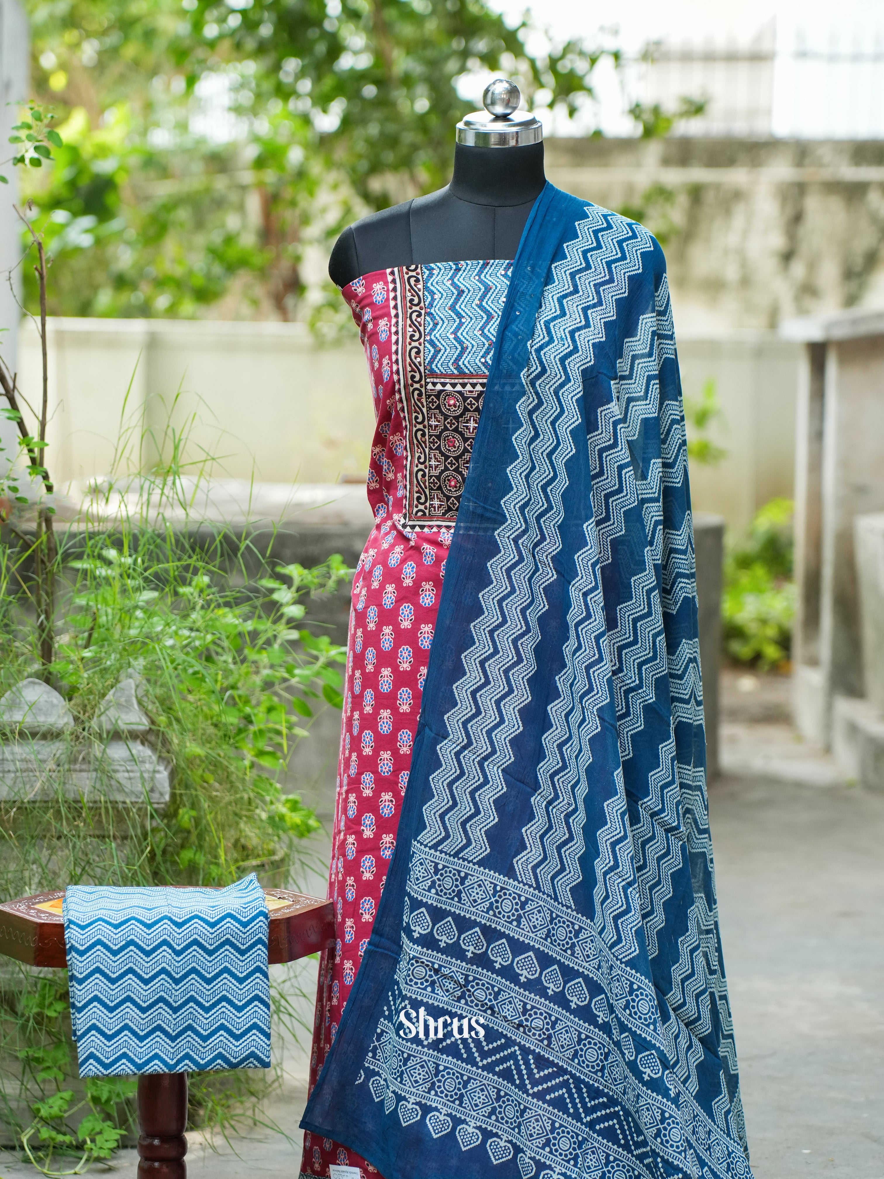 Red & Blue - Ajrakh Salwar - Shop on ShrusEternity.com