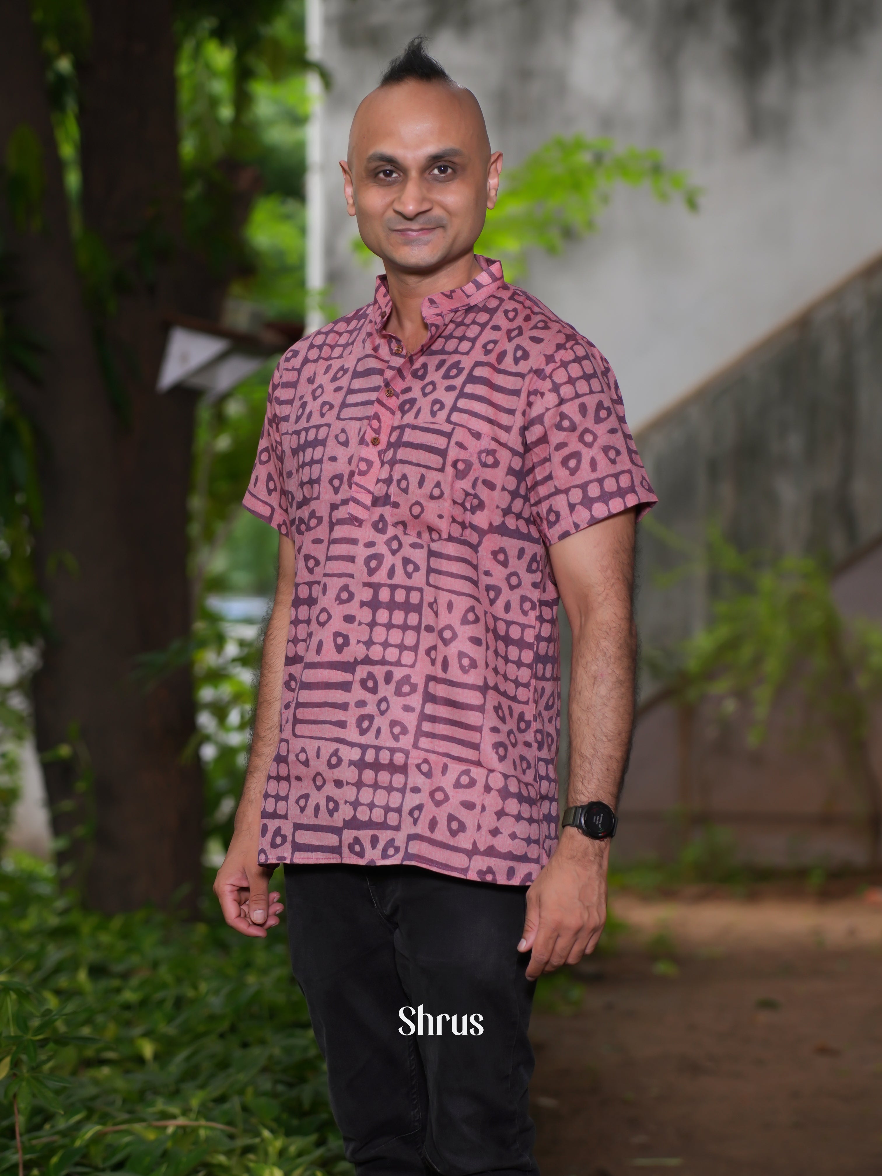 Pink- Readymade Mens Kurta - Shop on ShrusEternity.com