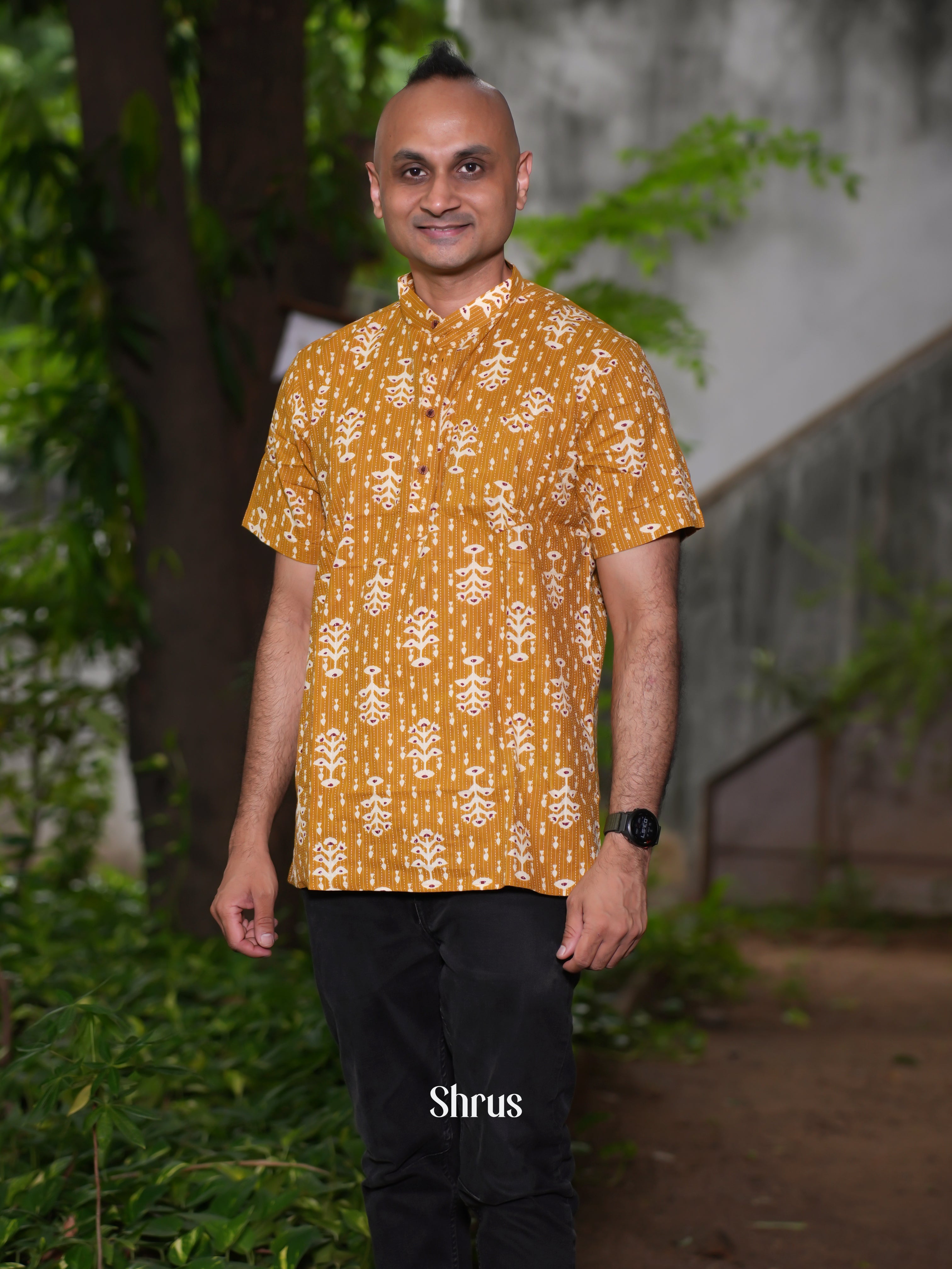 Mustard - Readymade Mens Kurta - Shop on ShrusEternity.com