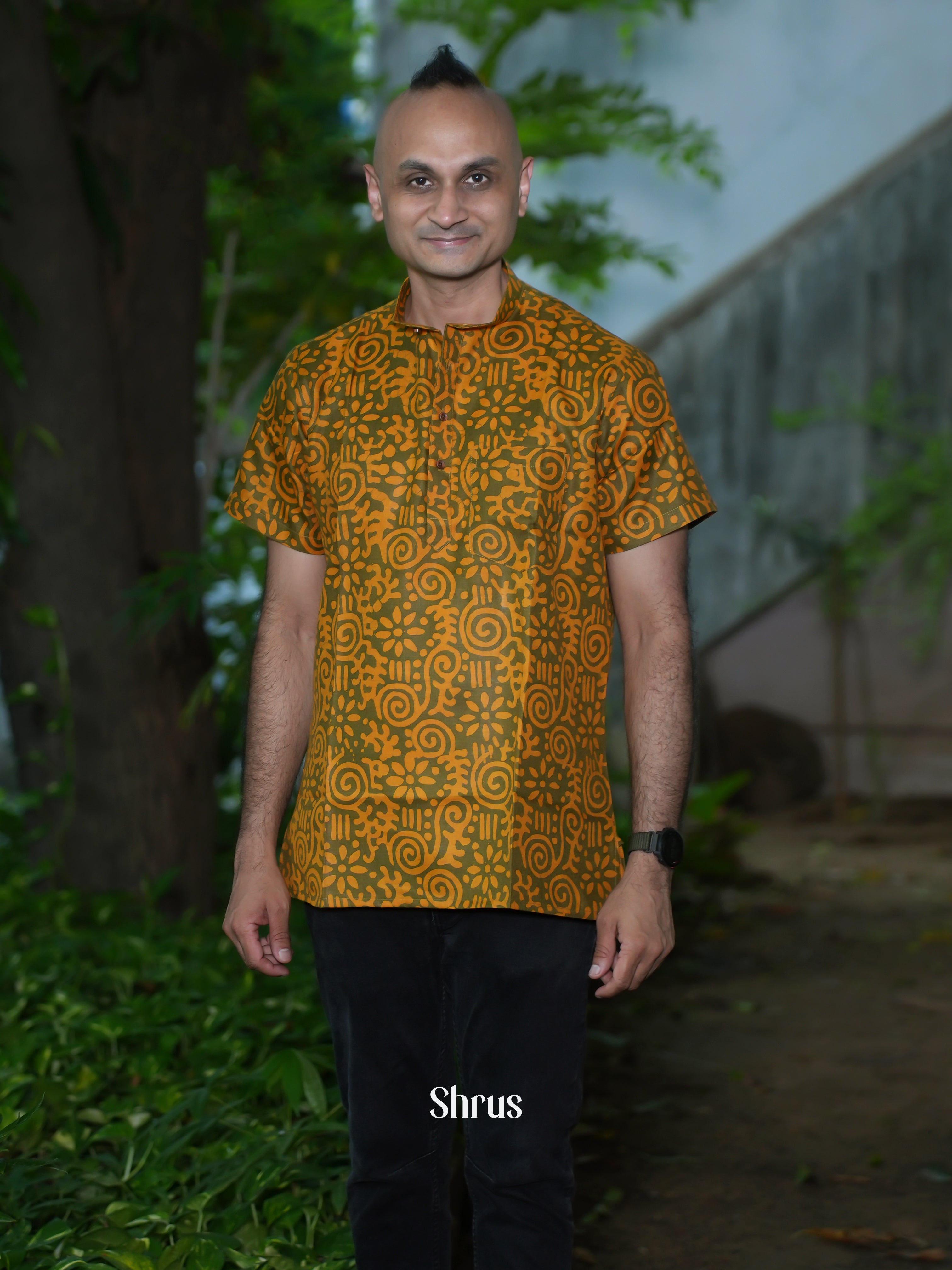 Green & Orange - Readymade Mens Kurta - Shop on ShrusEternity.com